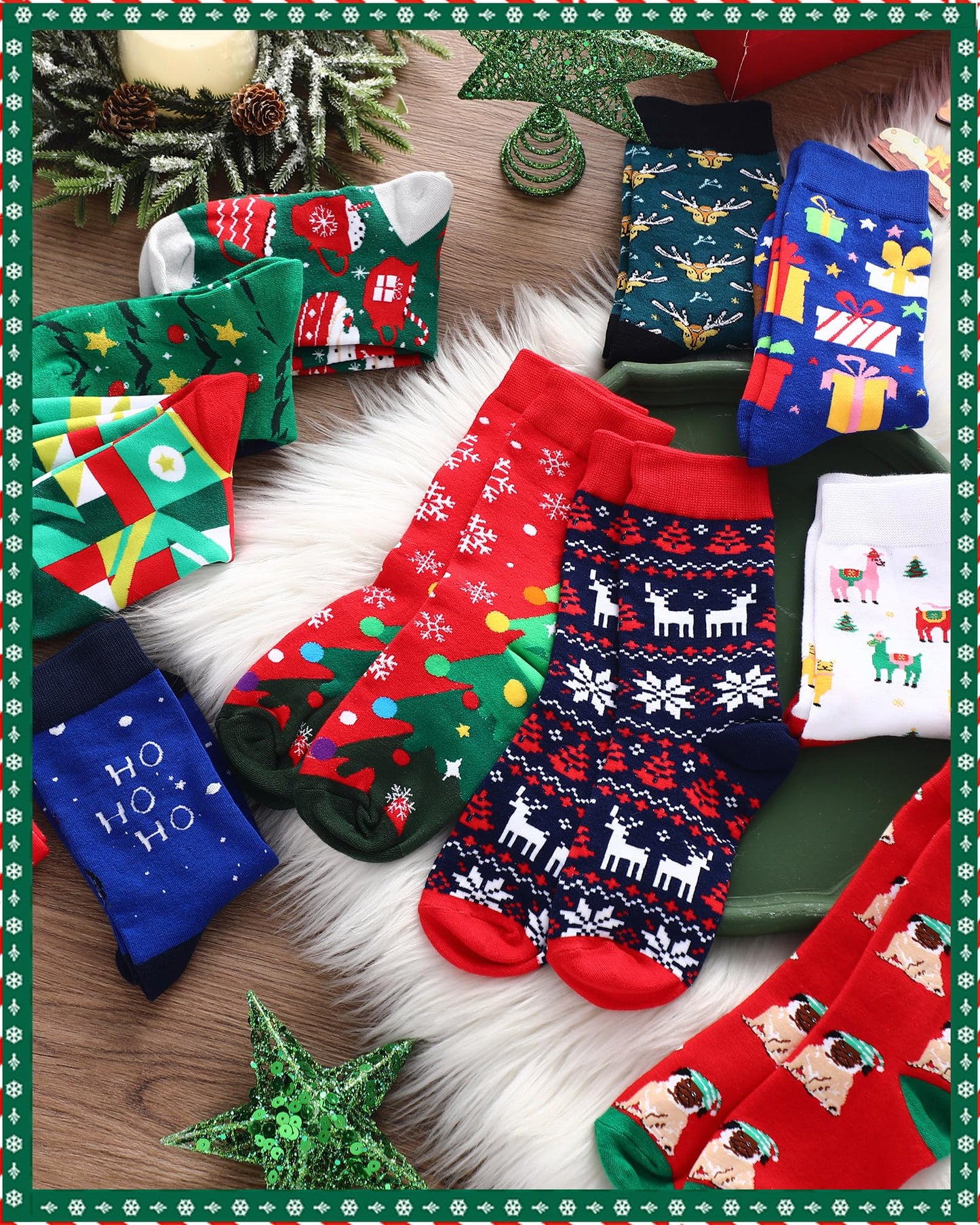 Suhine Christmas Socks Bulk for Women Men Crew Cotton Novelty Xmas Santa Claus Socks for Christmas Holiday Gifts(36,Stylish Style) - Medaid International