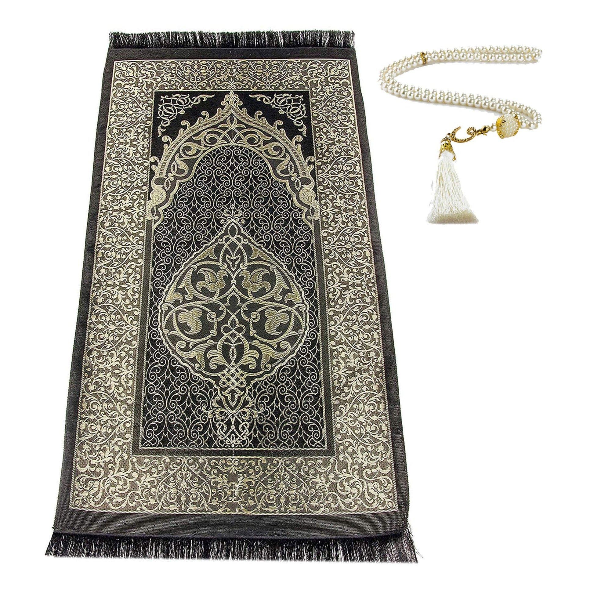 AVANOS Muslim Prayer Rug - Islamic Mat for Muslim Prayers - Great Ramadan for Muslim Men and Women - Portable Prayer Mat Rug - Special Design Turkish Pocket Praying Rug - Easy to Carry (Black) - Medaid International