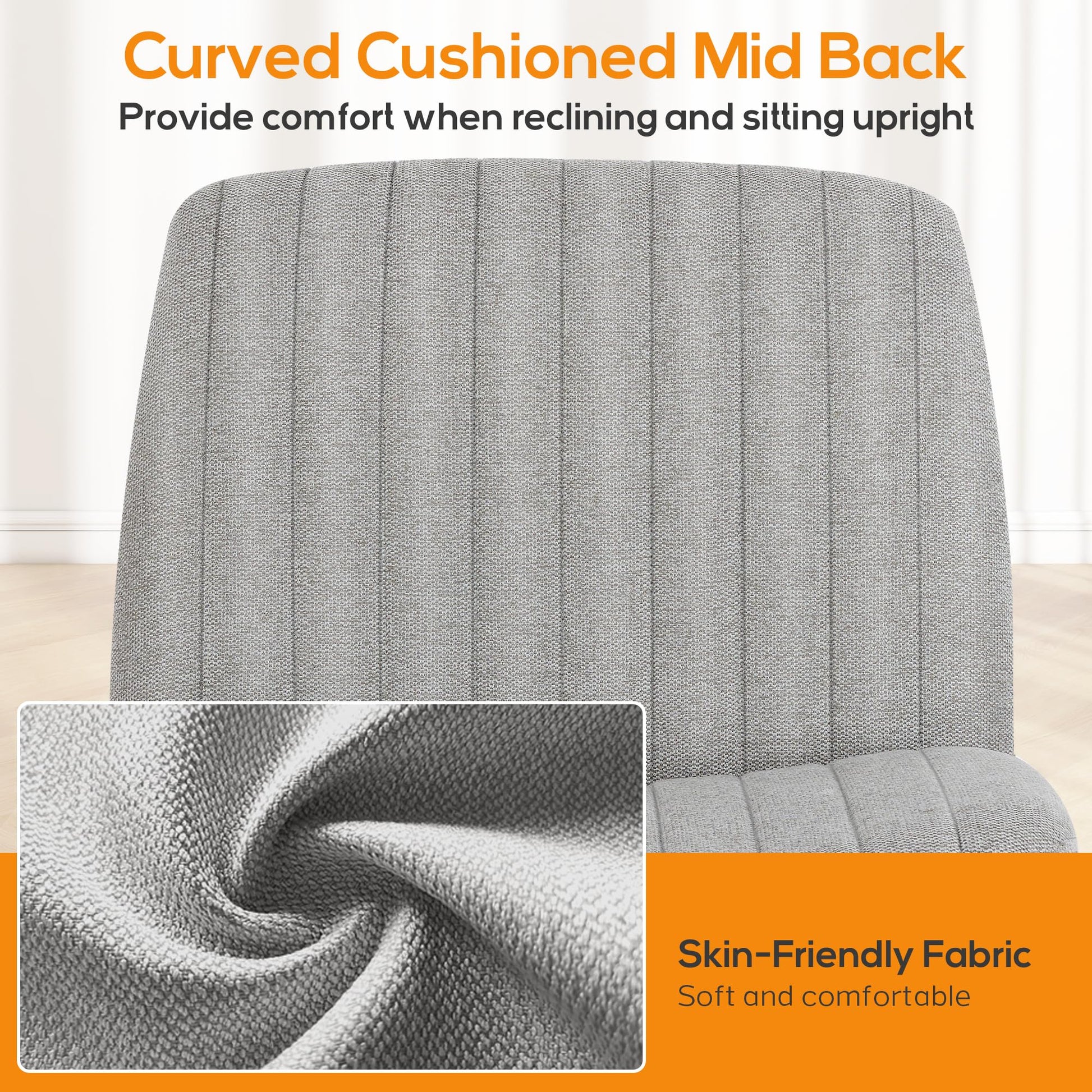 DUMOS Criss Cross Chair Legged Office Wide Comfy Desk Seat, No Wheels Armless Computer Task Seating, Swivel Vanity Home Height Adjustable - Medaid International