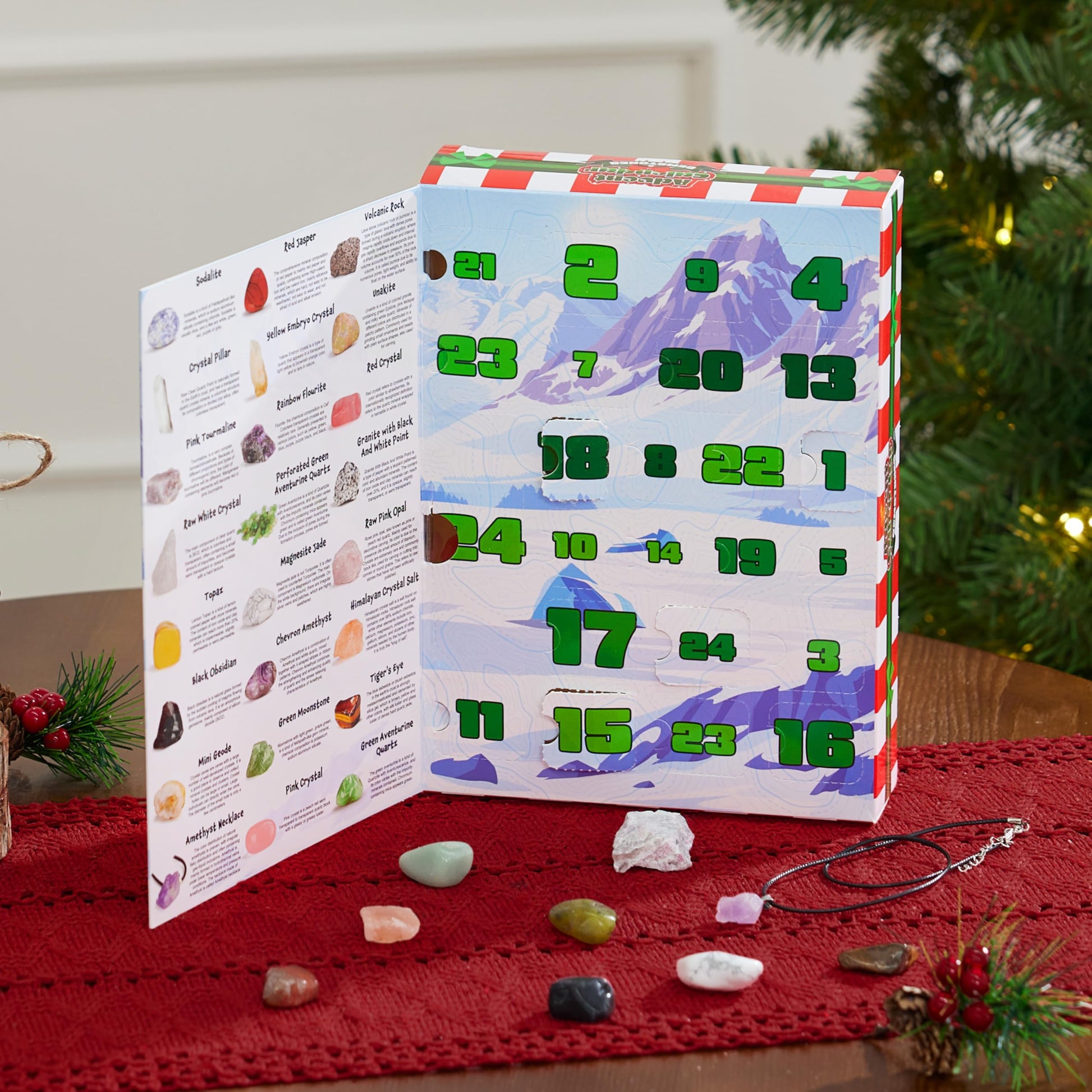 JOYIN 2025 Christmas Advent Calendar Gemstones, 24 Days Christmas Countdown Calendar, Rock Collection Gemstones for Kids, Xmas Party Favors Supplies, Classroom Prizes, Fun Gifts - Medaid International