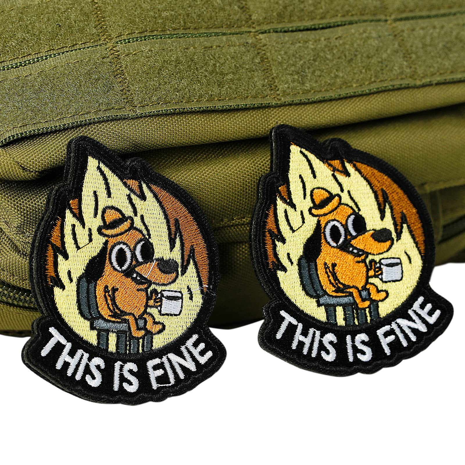 XMJY This is Fine Dog Patch, 1 Pcs Funny Meme Embroidered Patches, Tactical Military Morale Patch with Hook Fastener Backing, Cute Applique Accessories for Backpacks, Vests, Jackets, Jeans, Hats - Medaid International