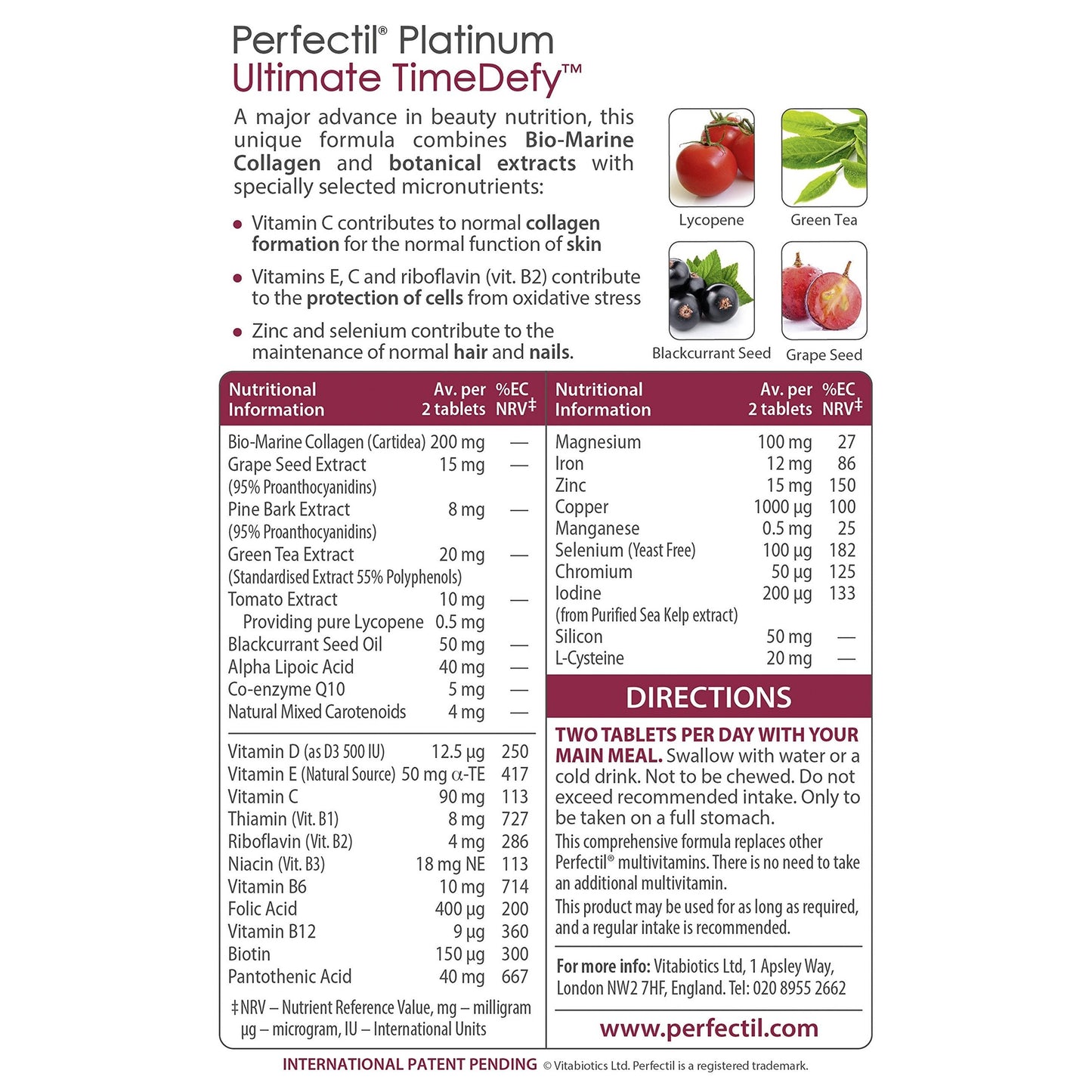 Vitabiotics Perfectil Platinum Skin Radiance 60 Tablets - Medaid International