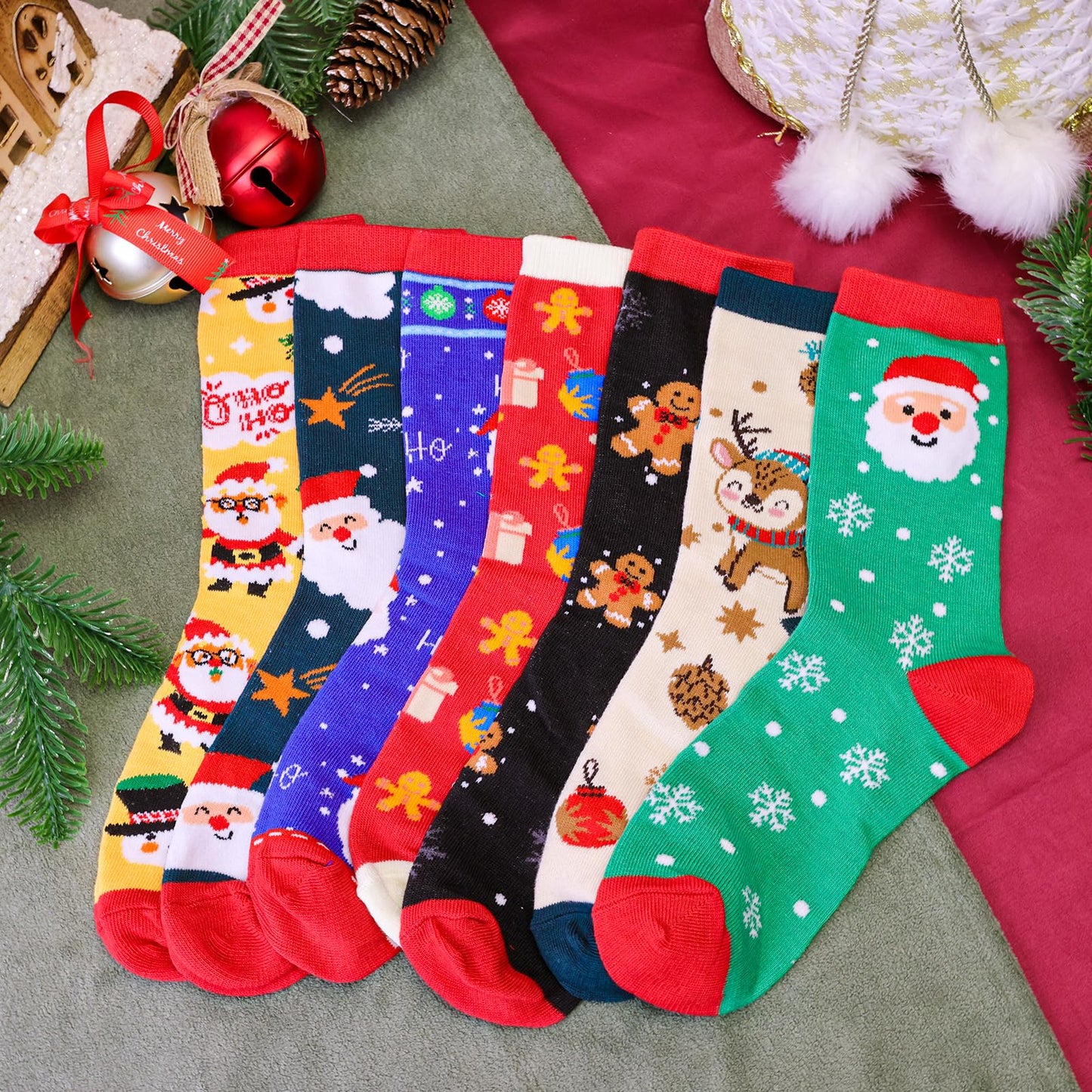 MGparty 12 Pairs Christmas Socks for Women, Holiday Crew Socks, Funny Novelty Xmas Gift Socks for Christmas - Medaid International