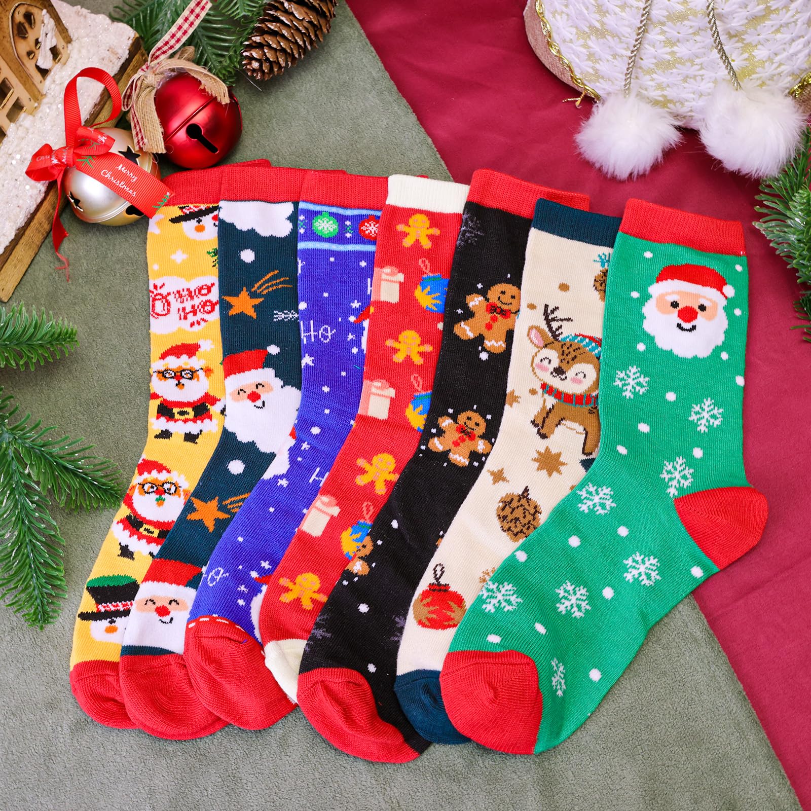 MGparty 12 Pairs Christmas Socks for Women, Holiday Crew Socks, Funny Novelty Xmas Gift Socks for Christmas - Medaid International