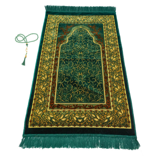 FIRASET Muslim Prayer Rug, Soft Plush Thin Islamic Prayer Mat, Janamaz, Sajada, Praying Carpet, Islamic Gift, Foldable Portable Turkish Prayer Mat for Men&Women, Lightweight Travel Prayer Rug, 26"x43" - Medaid International
