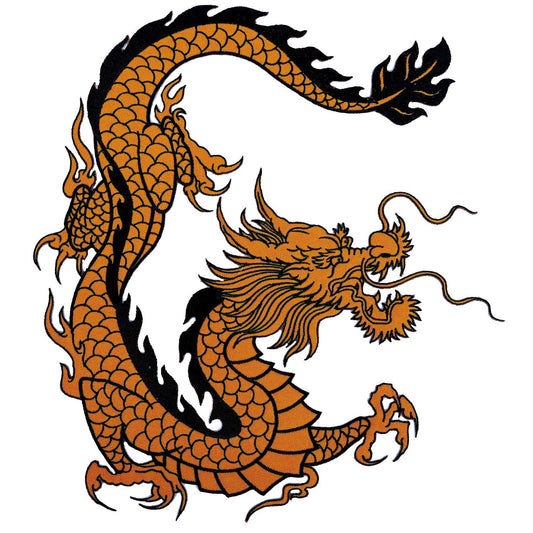 [Extra Large] 10x11 Inches, Traditional Chinese Dragon Embroidered Iron on Patch, Golden Black Oriental Dragon Applique for Jacket Vest Backpack Clothing DIY Biker Motorcycle Kung Fu - Medaid International
