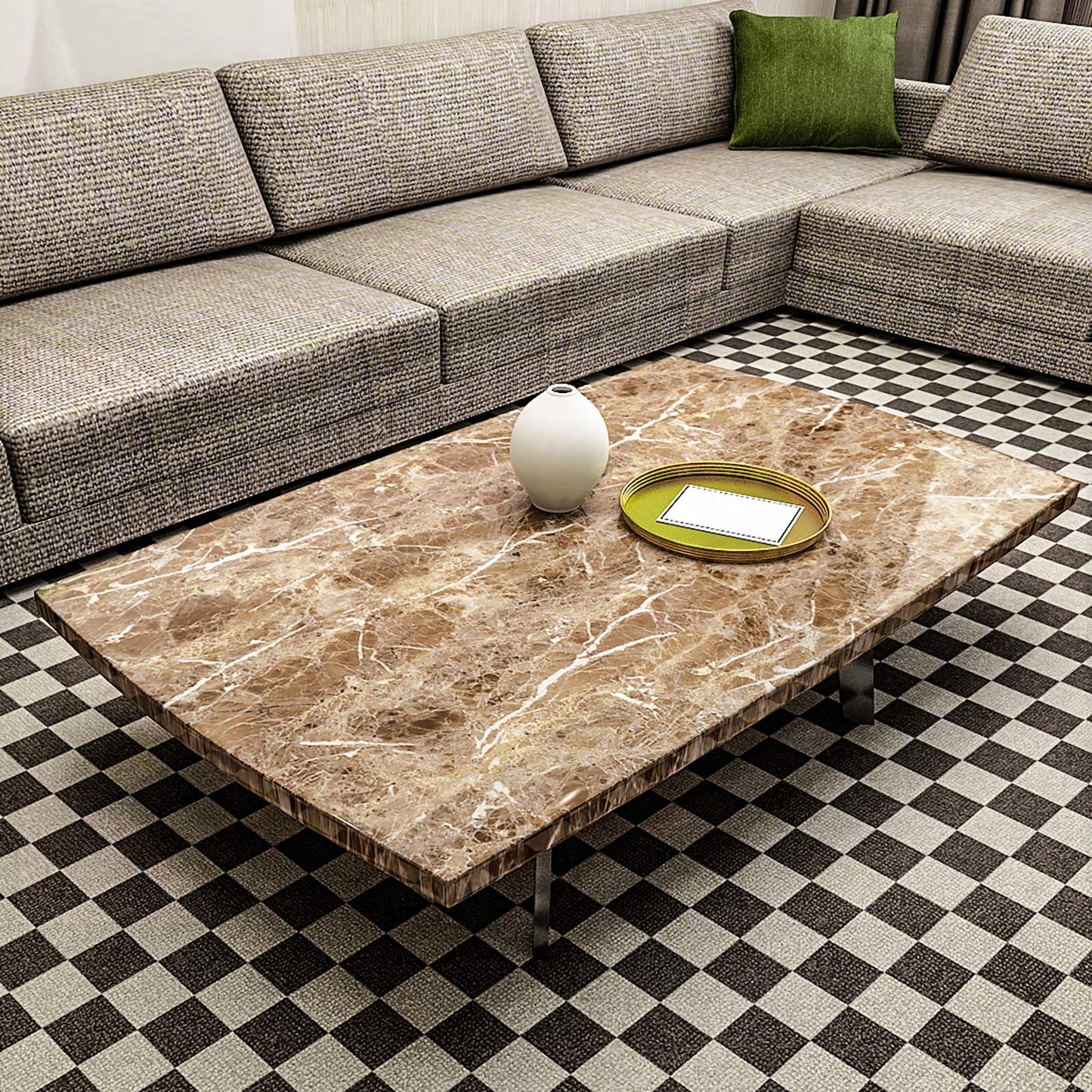 VEELIKE Faux Marble Counter Top Covers Peel and Stick Wallpaper Granite Contact Paper Decorative Kitchen Wall Paper Brown Waterproof Self Adhesive Removable Wallpaper for Cabinet Locker 15.7inx354in - Medaid International