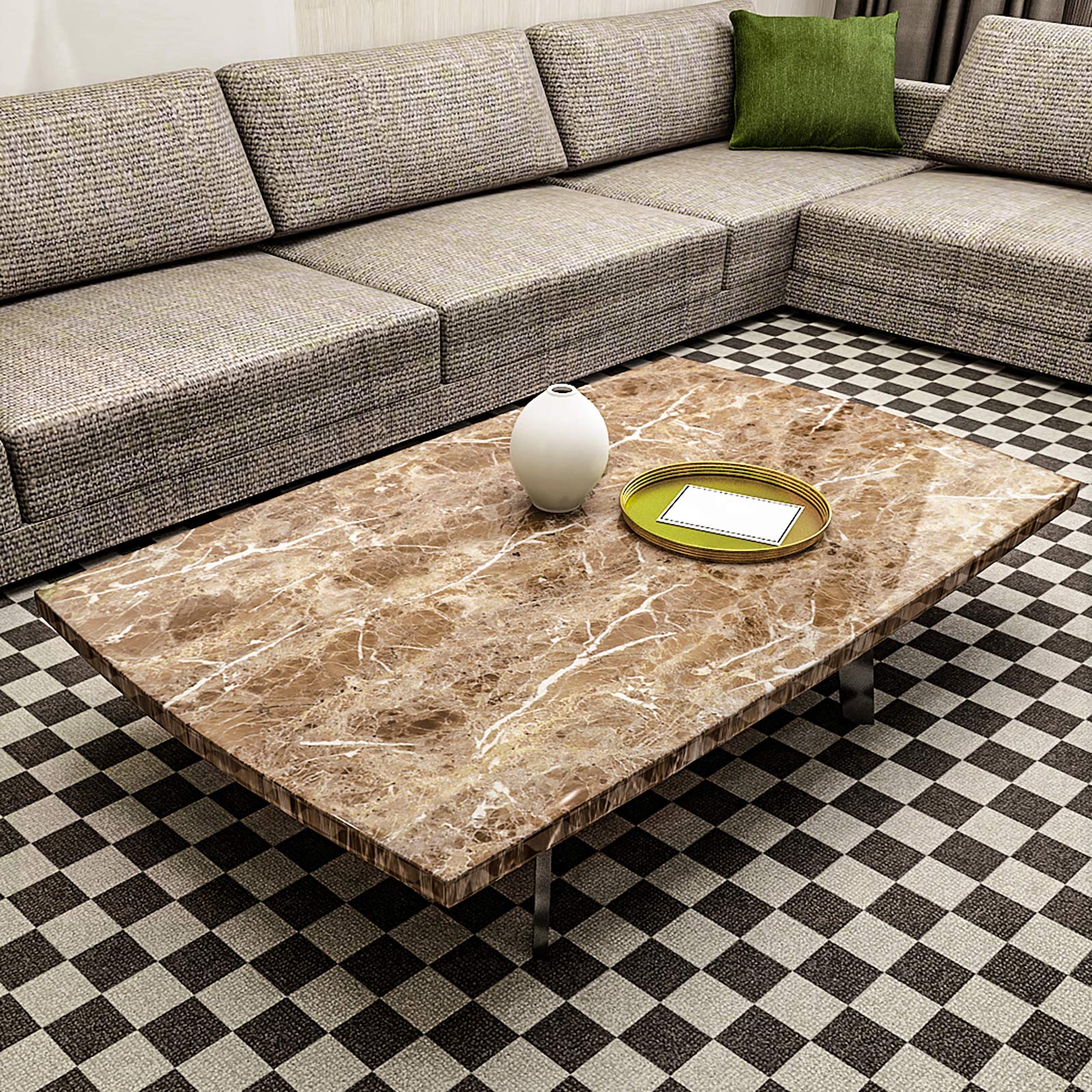 VEELIKE Faux Marble Counter Top Covers Peel and Stick Wallpaper Granite Contact Paper Decorative Kitchen Wall Paper Brown Waterproof Self Adhesive Removable Wallpaper for Cabinet Locker 15.7inx354in - Medaid International