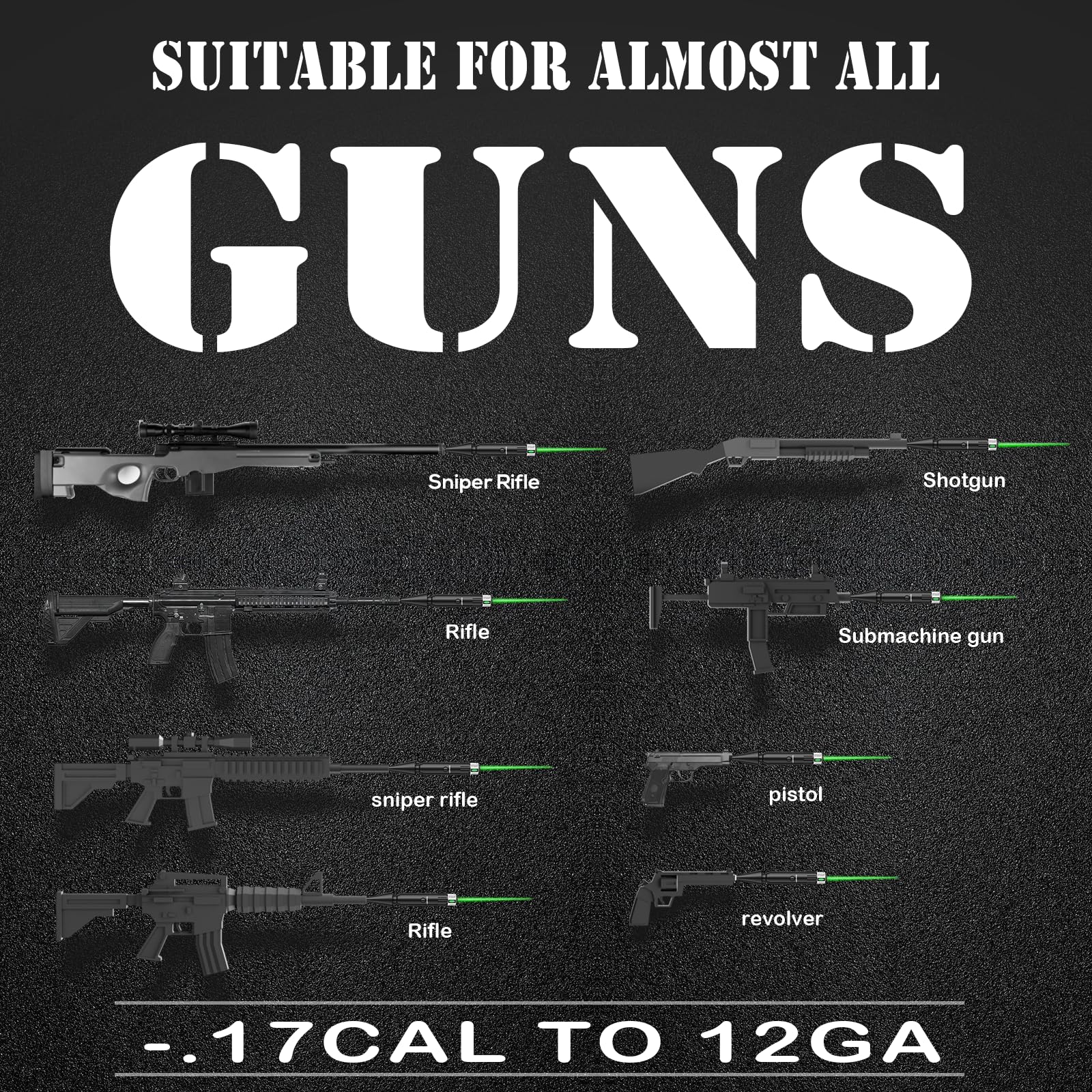 Bore Sight Laser Professional Green Laser Bore Sight Kit with 32 Adapters fit 0.17 to 12GA Calibers, Multiple Caliber Green Bright Bore Sighter Laser Powerful Support for All Gun, Rifle, Pistol - Medaid International