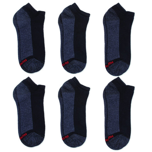 Hanes mens Socks, 6-pair Pack Max Cushion Low Cut, Black/Grey Foot Bottom, 6 12 US - Medaid International