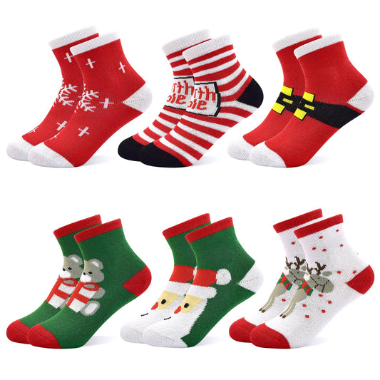 SPTRAMLE Kids Christmas Socks, Newborn Toddler Kids Crew Socks for Girls Boys(1-3 Years), 6 Pairs Baby Xmas Holiday Sock - Medaid International