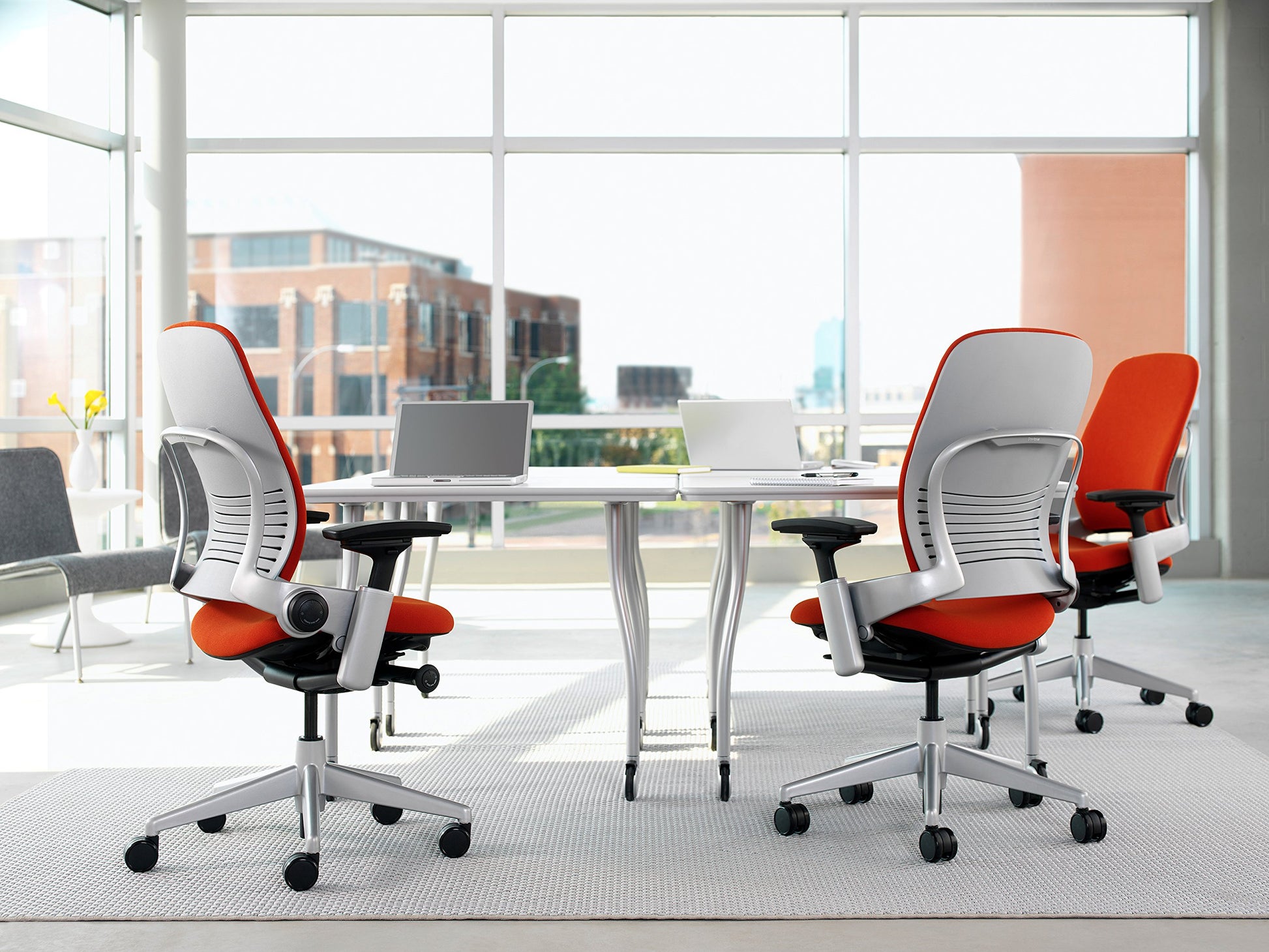 Steelcase Leap Task Chair: Platinum Base - 4D Adjustable Arms - No Headrest - Hard Floor Casters - Medaid International