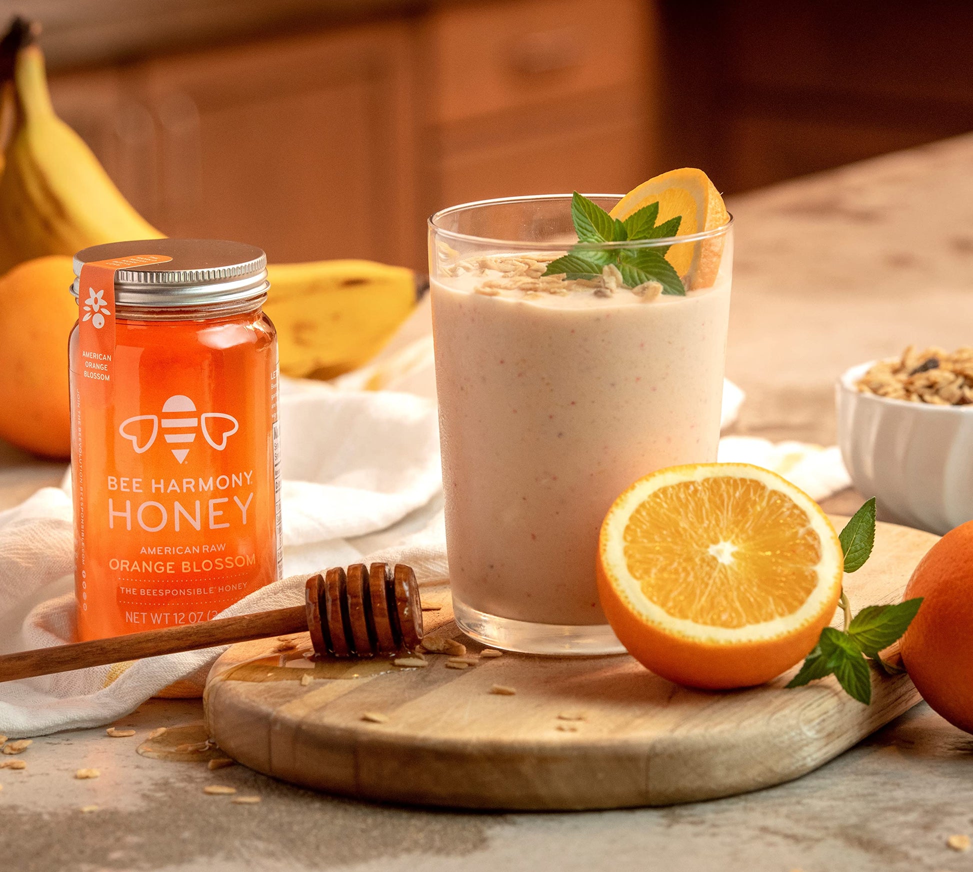 Bee Harmony Honey 3 Pack Variety Pack, 36 Ounce (Clover, Wildflower and Orange Blossom) - Medaid International