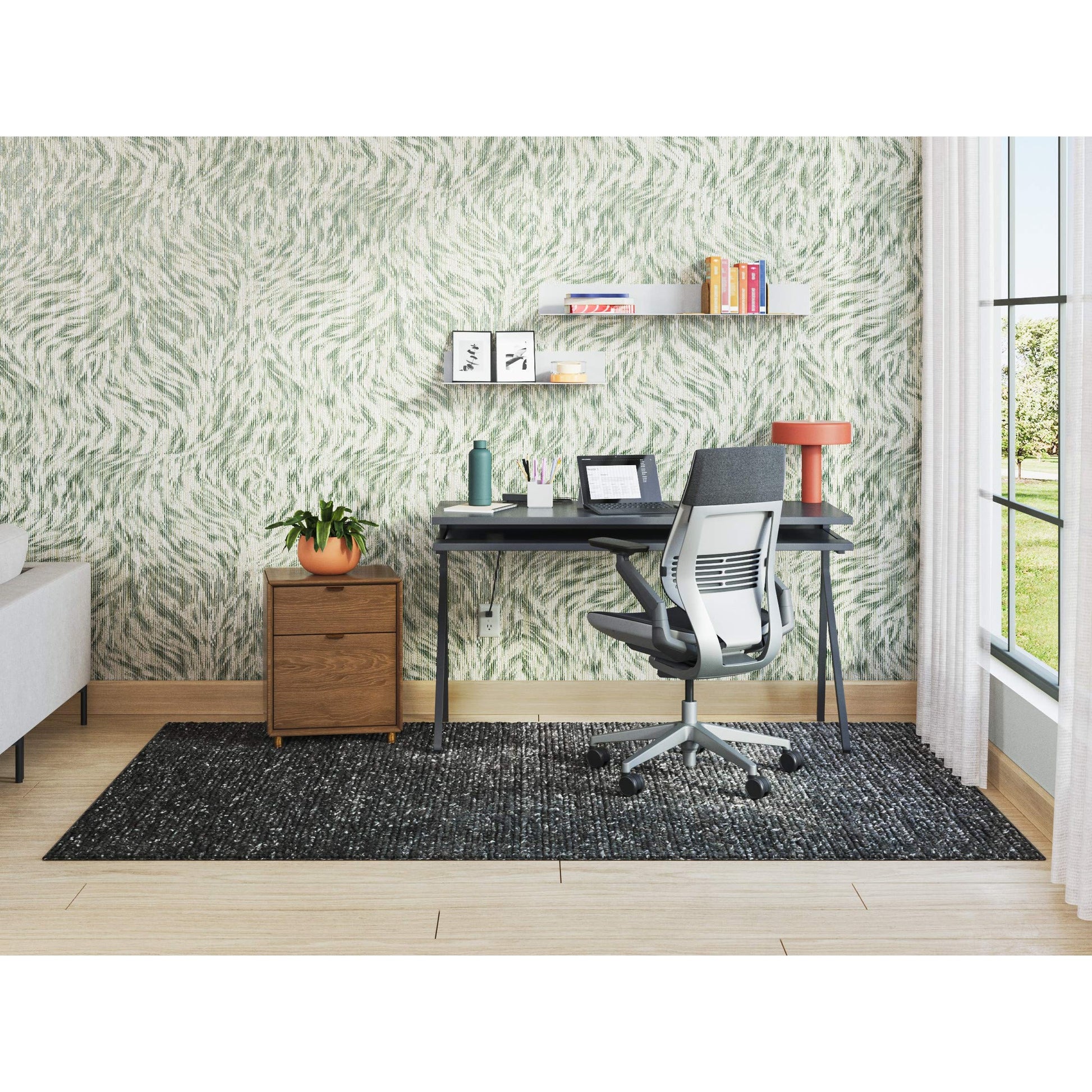 Steelcase Gesture Office Chair - Era Pink Lemonade Fabric, Medium Seat Height, Wrapped Back, Light on Light Frame with Polished Aluminum Base, Lumbar Support, and Hard Floor Casters - Medaid International