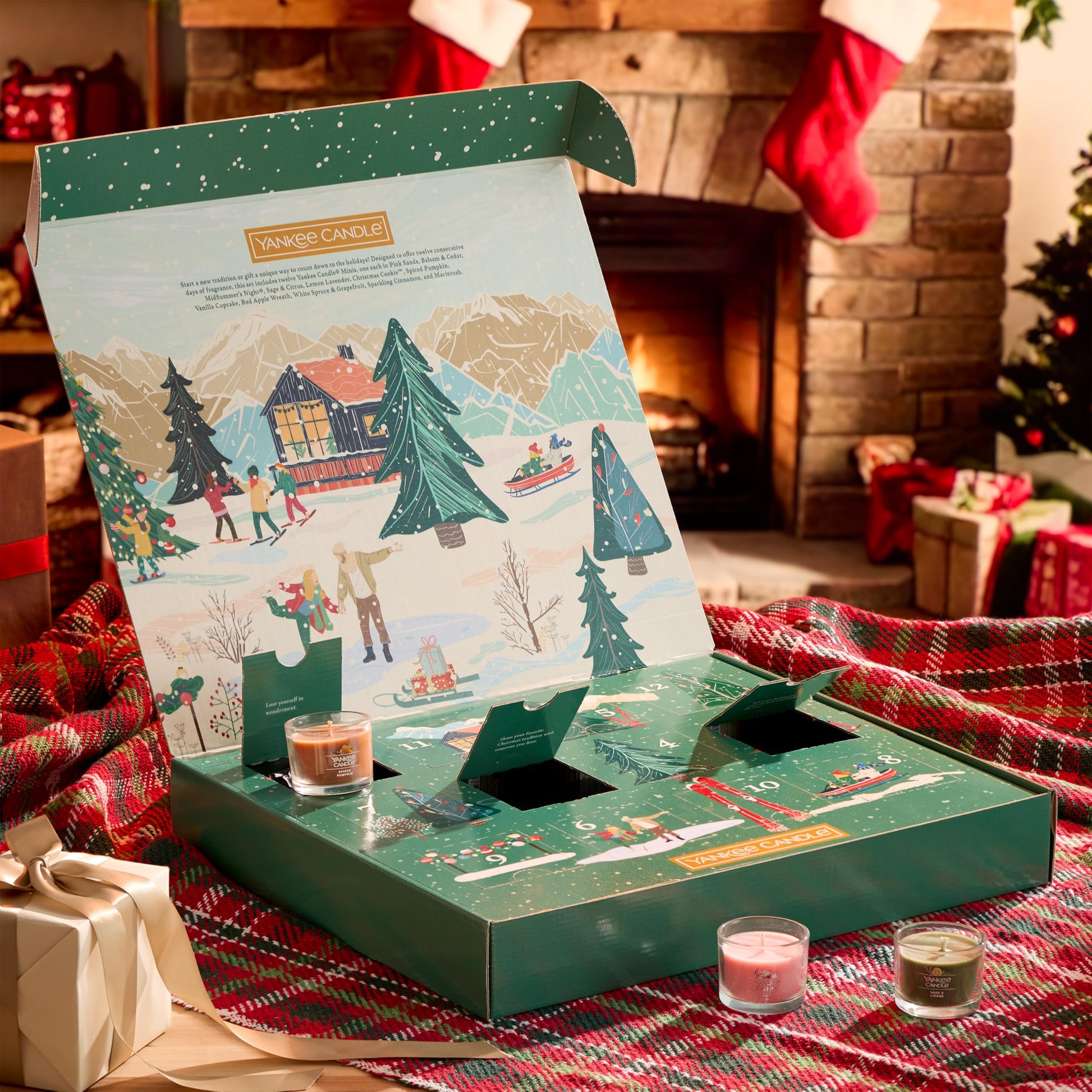 Yankee Candle Signature Votive Mini Jars 12 Days of Christmas Candle Advent Calendar Variety Pack, Natural Soy Wax Blend with Natural Fiber Wick, 1.3 OZ Glass Jar (Pack of 12) - Medaid International