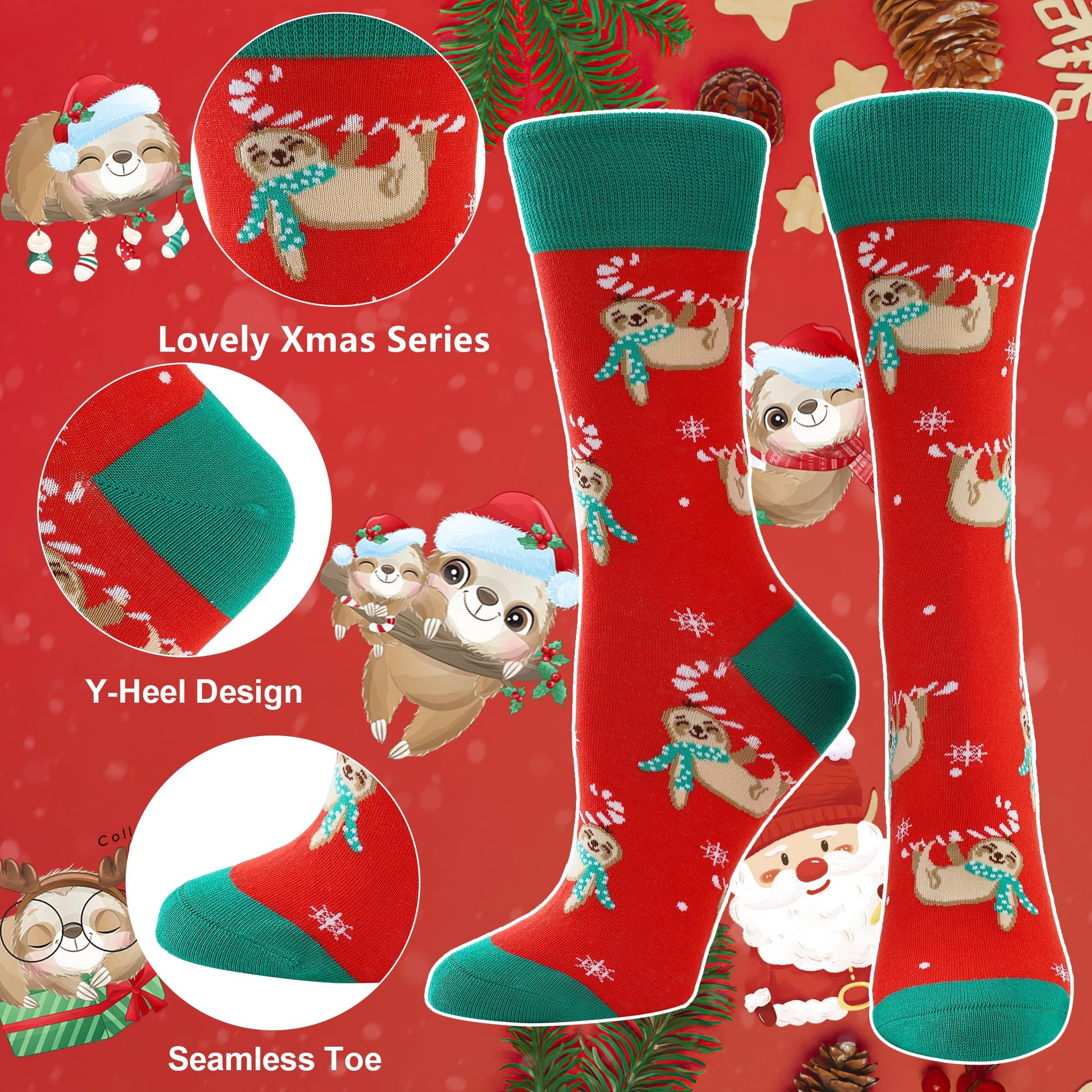 BONANGEL Christmas Socks Women, Funny Novelty Cute Xmas Holiday Crew Socks, Crazy Christmas Gifts for Women Girls - Medaid International