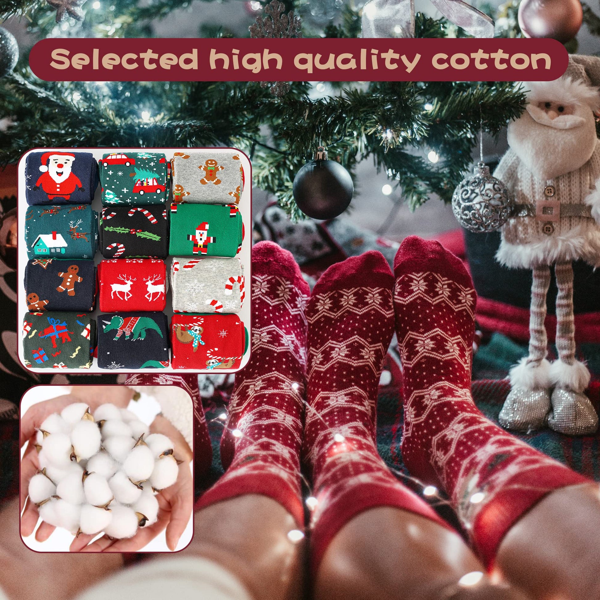 BONANGEL Christmas Socks Women, Funny Novelty Cute Xmas Holiday Crew Socks, Crazy Christmas Gifts for Women Girls - Medaid International