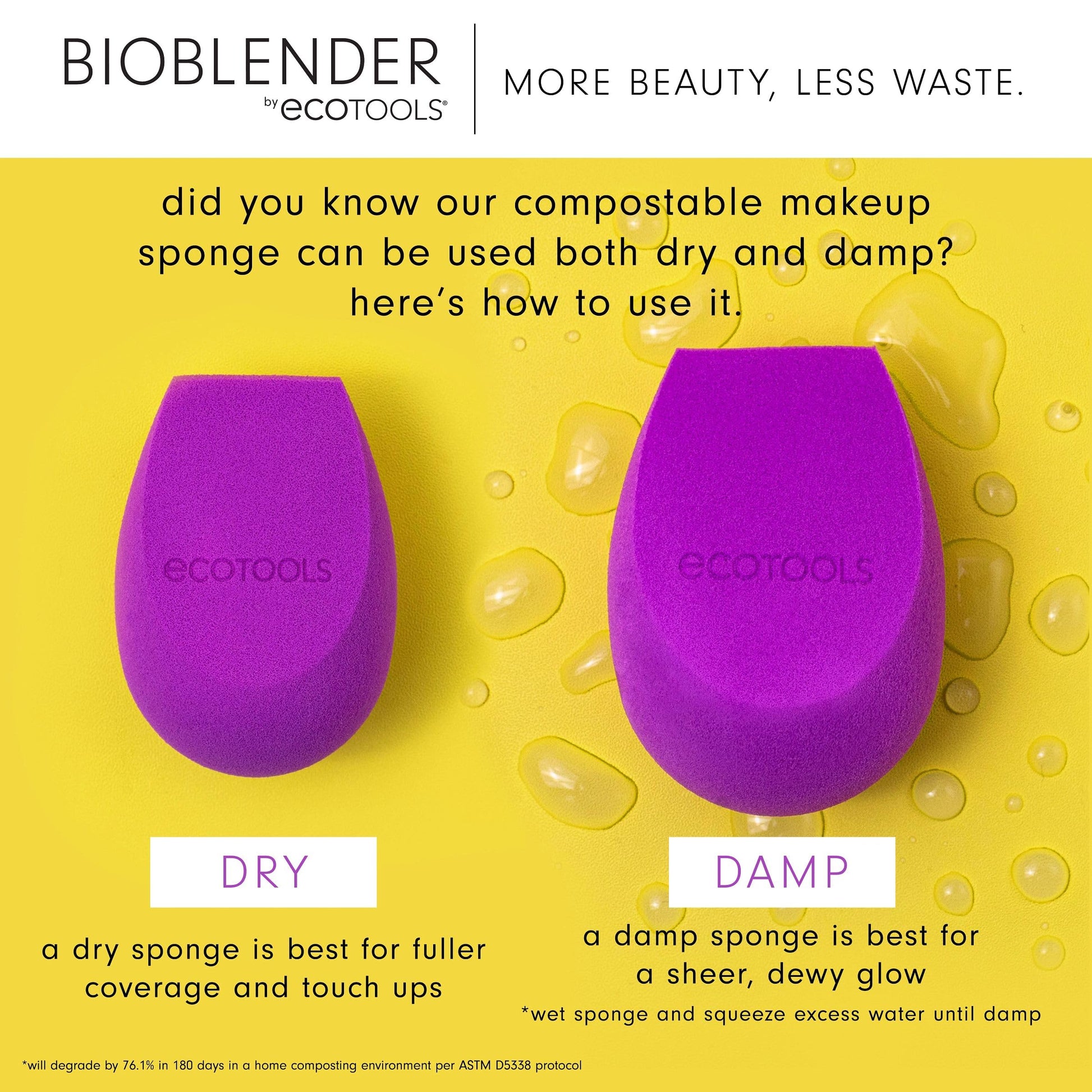 EcoTools Bioblender Makeup Sponge, Compostable Makeup Blender, For Liquid & Cream Foundation, Sustainable, Seamless Application, Eco-Friendly Beauty Sponge, Cruelty-Free & Latex Free, 1 Count - Medaid International