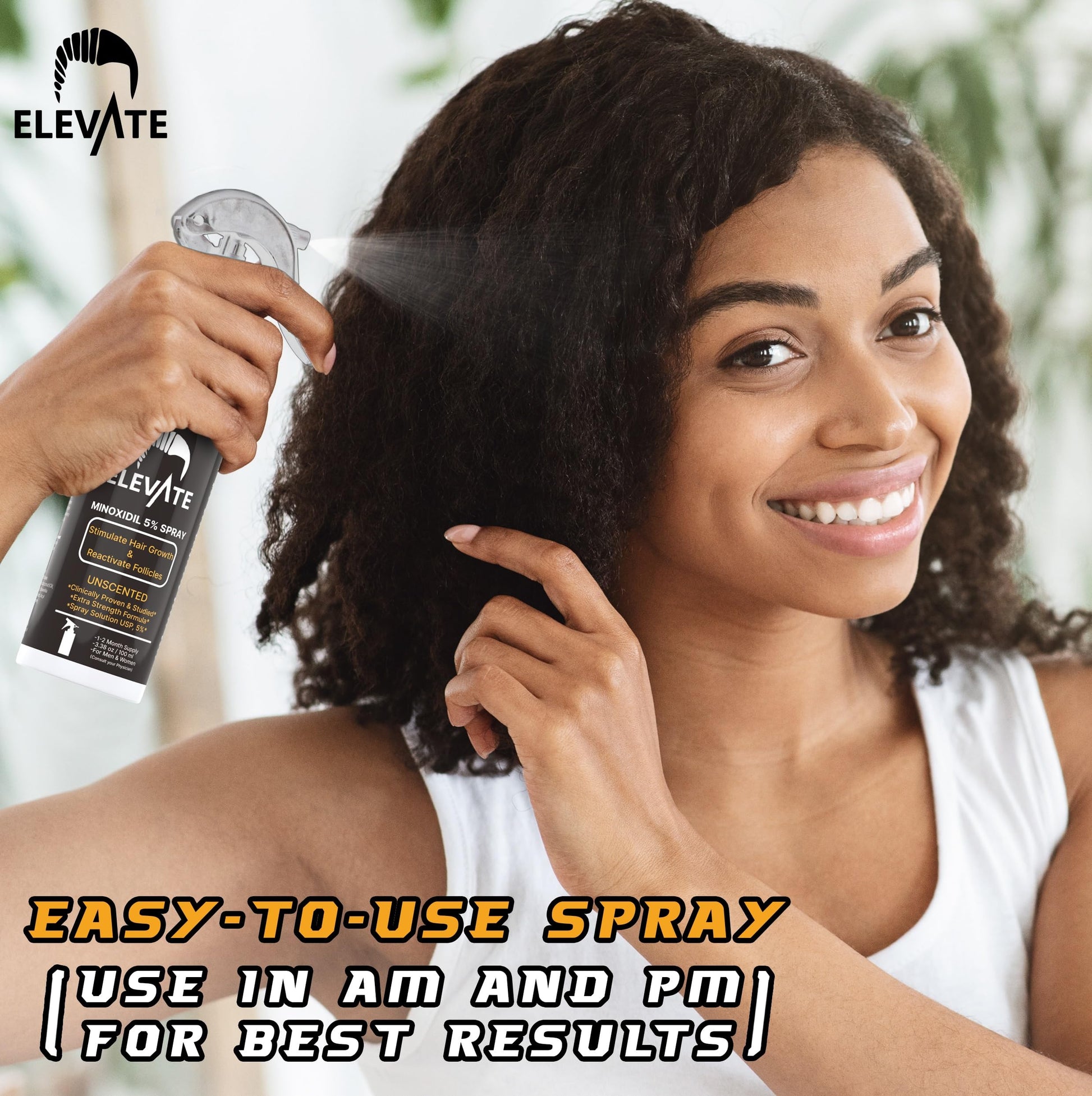 Elevate Hair Regrowth Treatment 5% Minoxidil Spray - Extra Strength Formula Professional Treatment for Hair Loss and Thinning for Regrowth - Stimulate Follicles for Men and Women 1 Month Supply - Medaid International