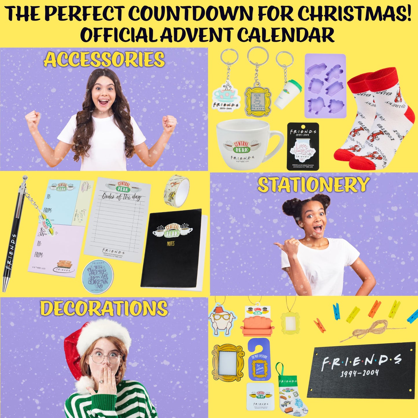 Get Trend Friends Advent Calendar 2025 for Women, Men with Espresso Mug Socks Key Ring Countdown Calendar Christmas Holiday Surprises Gifts for Adults - Medaid International