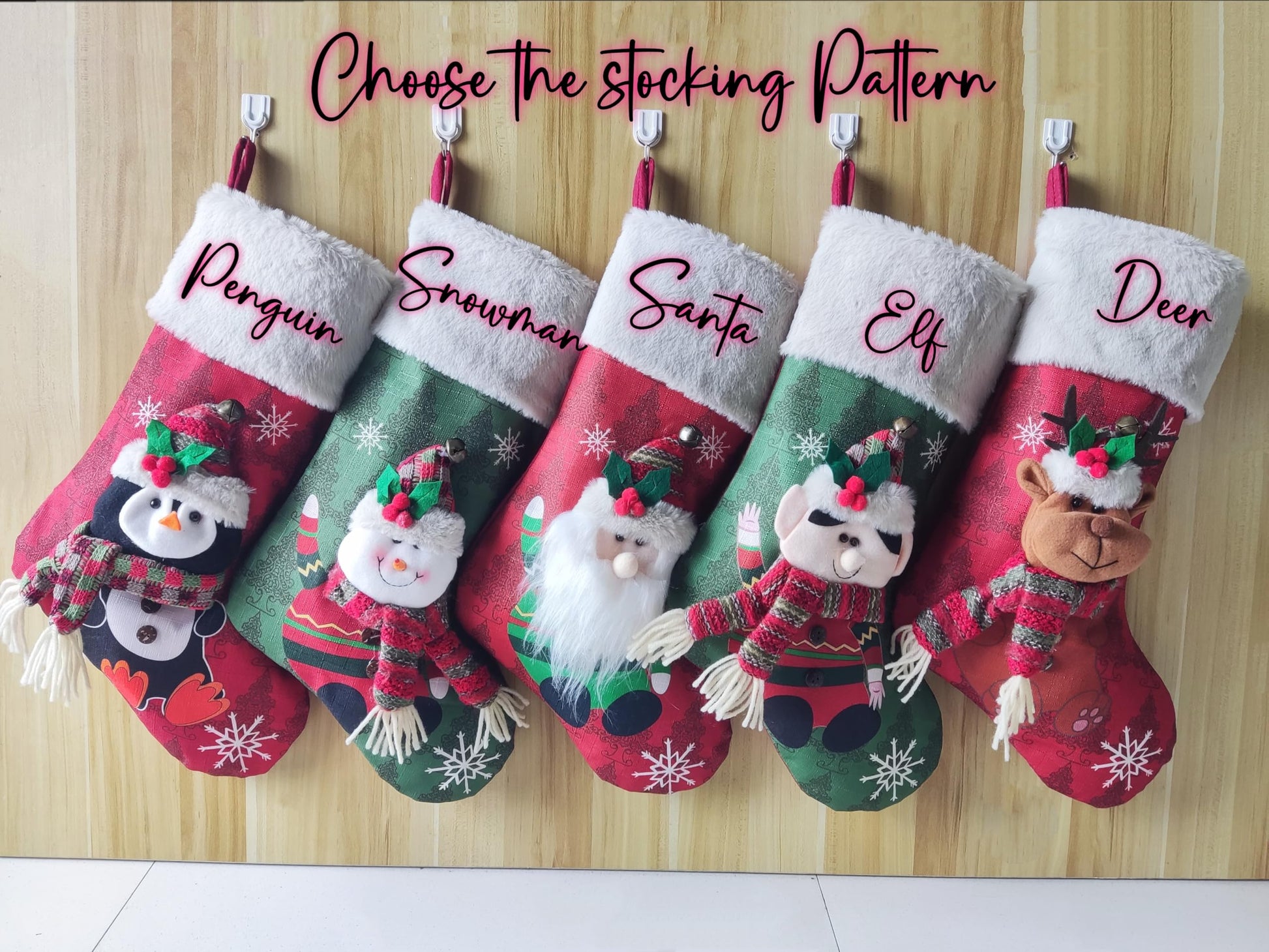 Personalised Christmas Stockings Custom Name Stockings 3D Fluff Christmas Socks - Medaid International