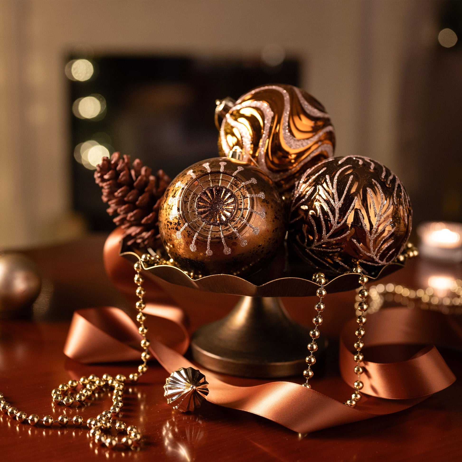 Valery Madelyn Christmas Ball Ornaments for Fall Decor, 9ct Bronze Copper Gold Shatterproof Christmas Tree Decorations Set, 3.94 Inches Luxury Brown Hanging Ornaments for Thanksgiving Autumn Harvest - Medaid International