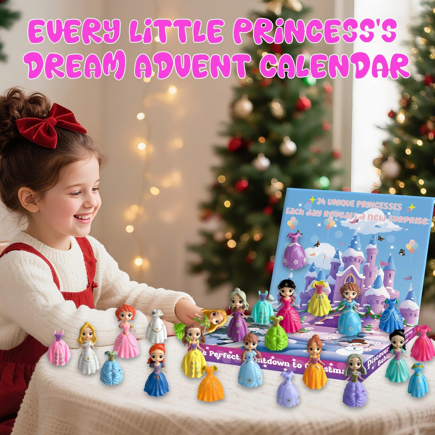 2025 Princess Advent Calendar - 24 Days of Deformation Christmas Surprises Toys, Holiday Countdown with 12 Dolls Figures & 12 Clothing Pieces, Fun Xmas Gift for Girls Teens Kids Party Favor - Medaid International