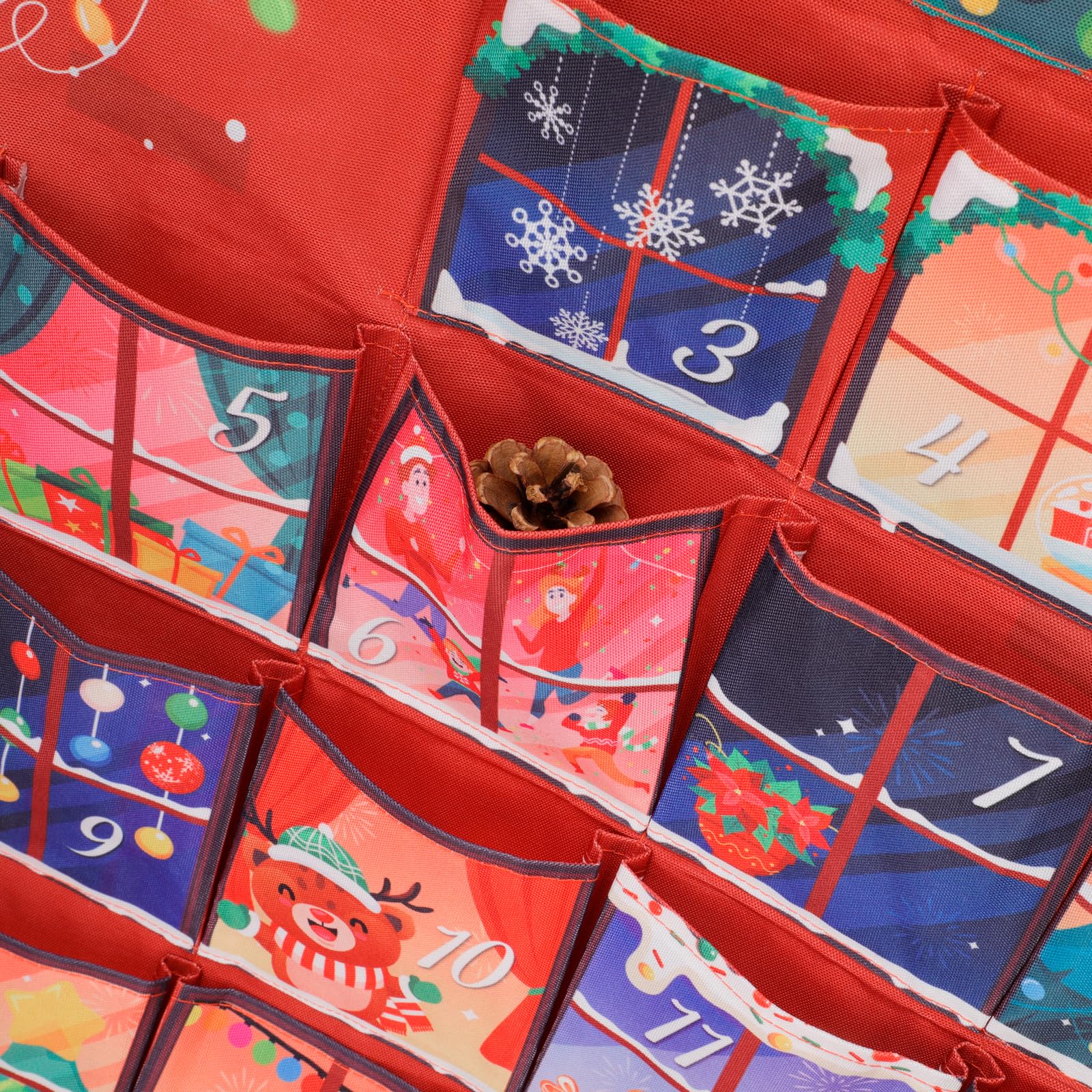 HOWAF Red House Fabric Christmas Advent Calendar with Pockets (Countdown to Christmas), 24 Days Mystery Christmas Countdown Calendar for Xmas Holiday Home Wall Decoration - Medaid International