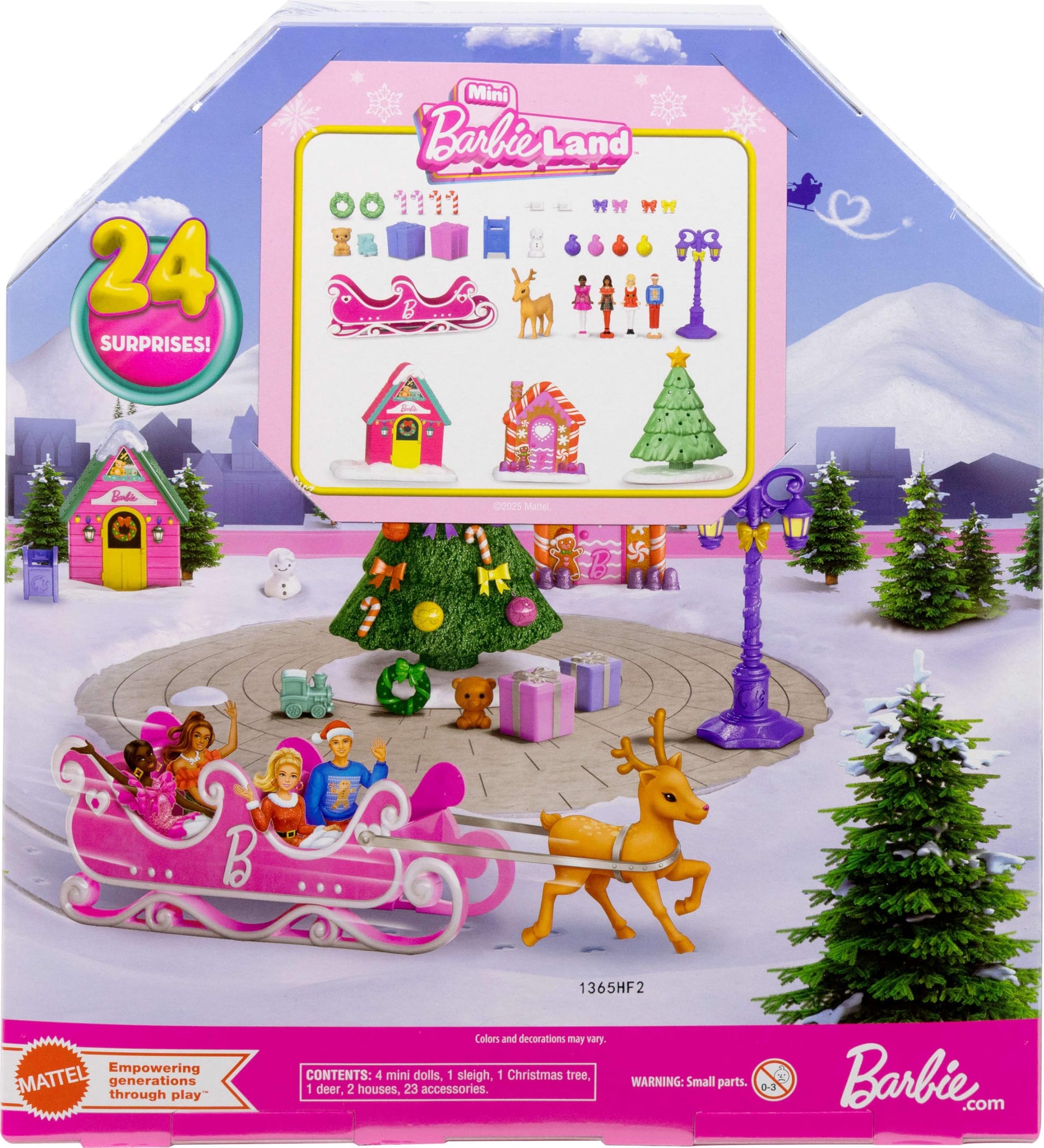 Barbie Mini Land Collectible Advent Calendar with 1.5-Inch Dolls & 24 Days of Surprises, Winter Village Play Areas for Storytelling Fun - Medaid International