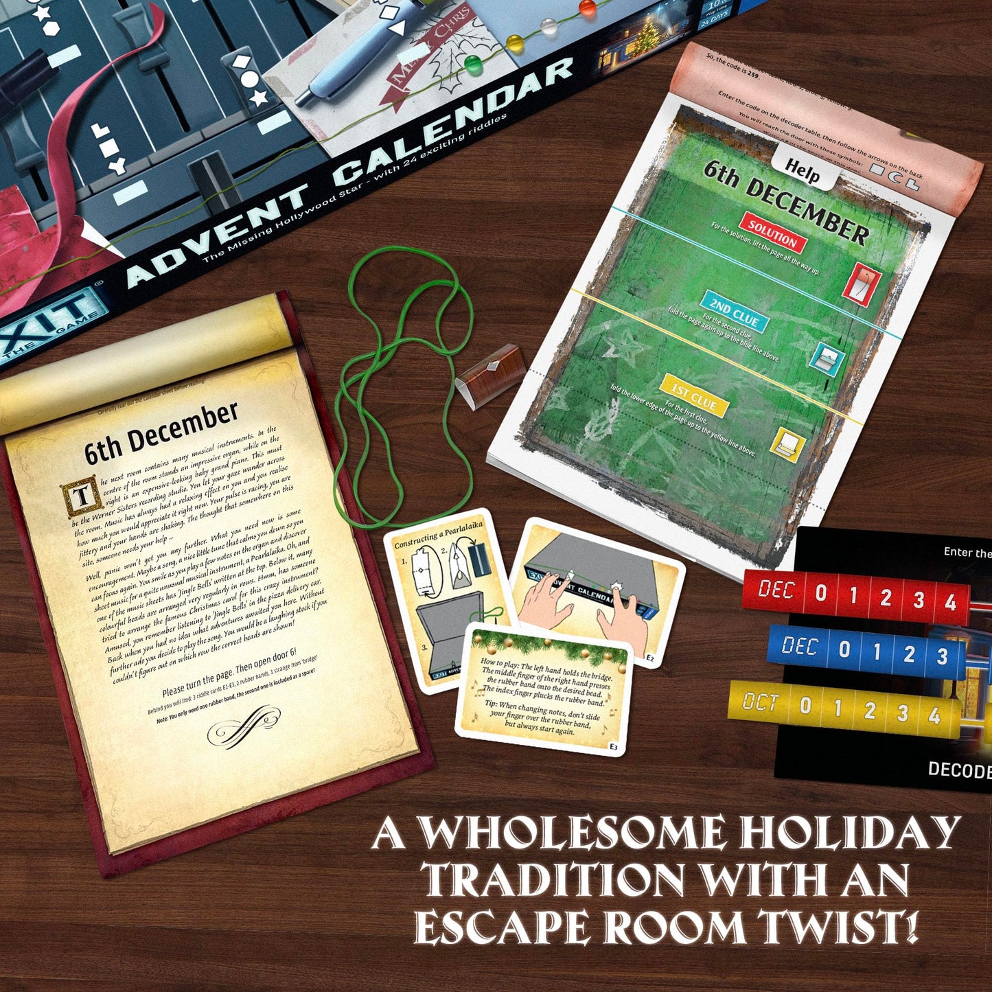 EXIT: The Game - Advent Calendar - The Missing Hollywood Star | Christmas | Calendar | Advent | Mystery Game | Family Activity | Ages 10+ - Medaid International