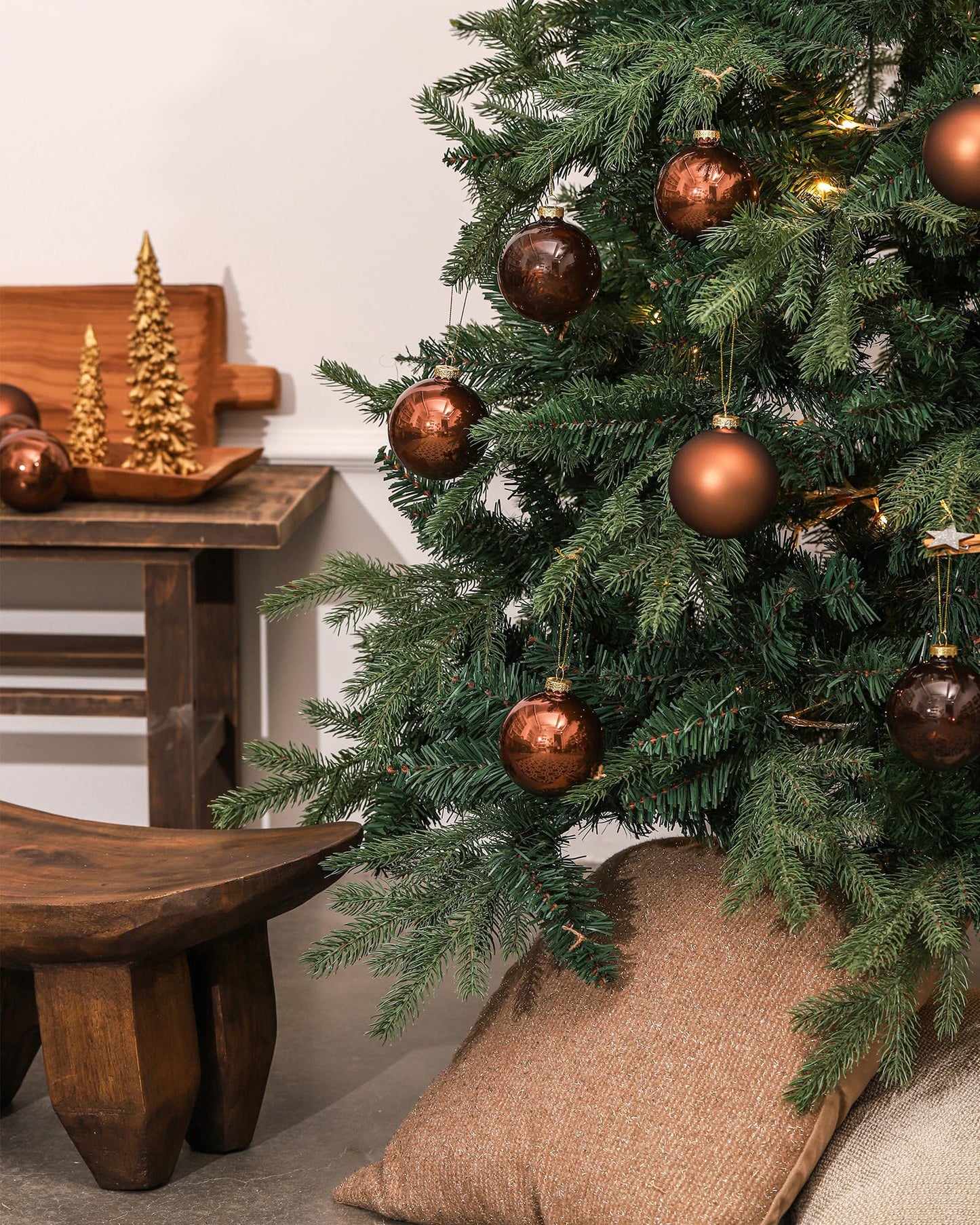 DN DECONATION Brown Glass Christmas Ball Ornaments, Set of 9, 3' Hanging Christmas Baubles for Xmas Tree Decoration, Wedding Party Gift - Medaid International