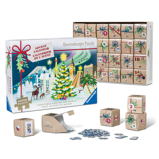 Ravensburger - Holiday Puzzle Advent Calendar - 24 Mini Jigsaw Puzzles with 1000+ Pieces - Unique Winter Scenes for Daily Christmas Surprises - Premium Quality - Ages 12+ - Medaid International