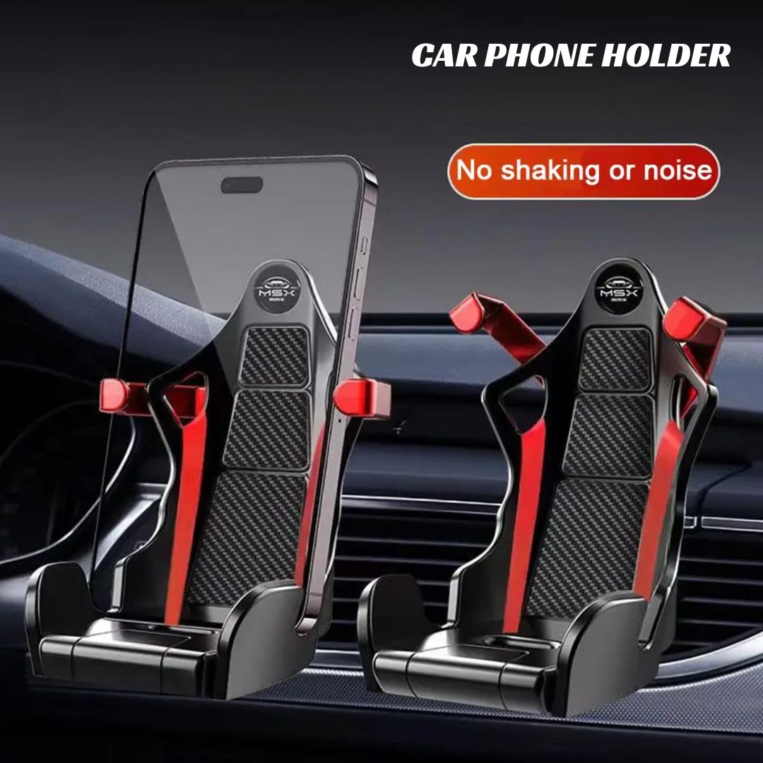 Shiny Carbon Fiber Racing Seat Swiveling Phone Car Holder Air Vent - Medaid International
