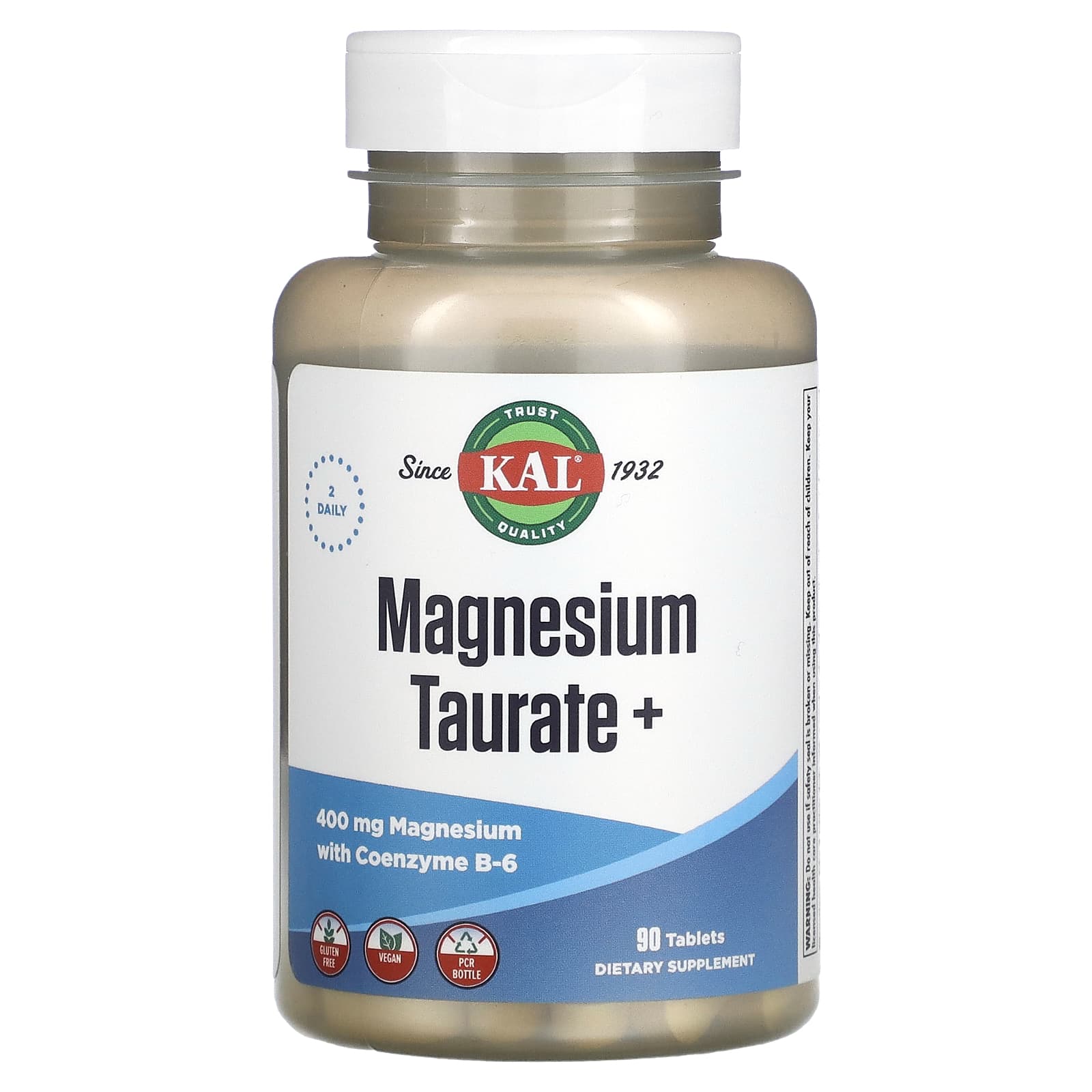 KAL, Magnesium Taurate +, 400 mg, 90 Tablets (200 mg per Tablet) - Medaid International