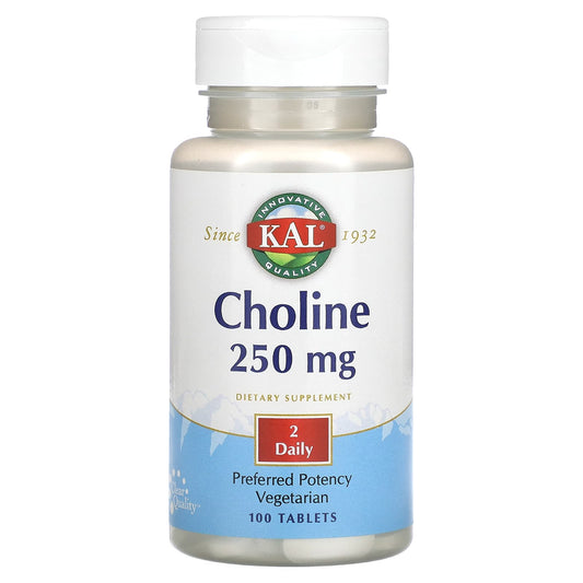 KAL, Choline, 250 mg, 100 Tablets (125 mg per Tablet) - Medaid International