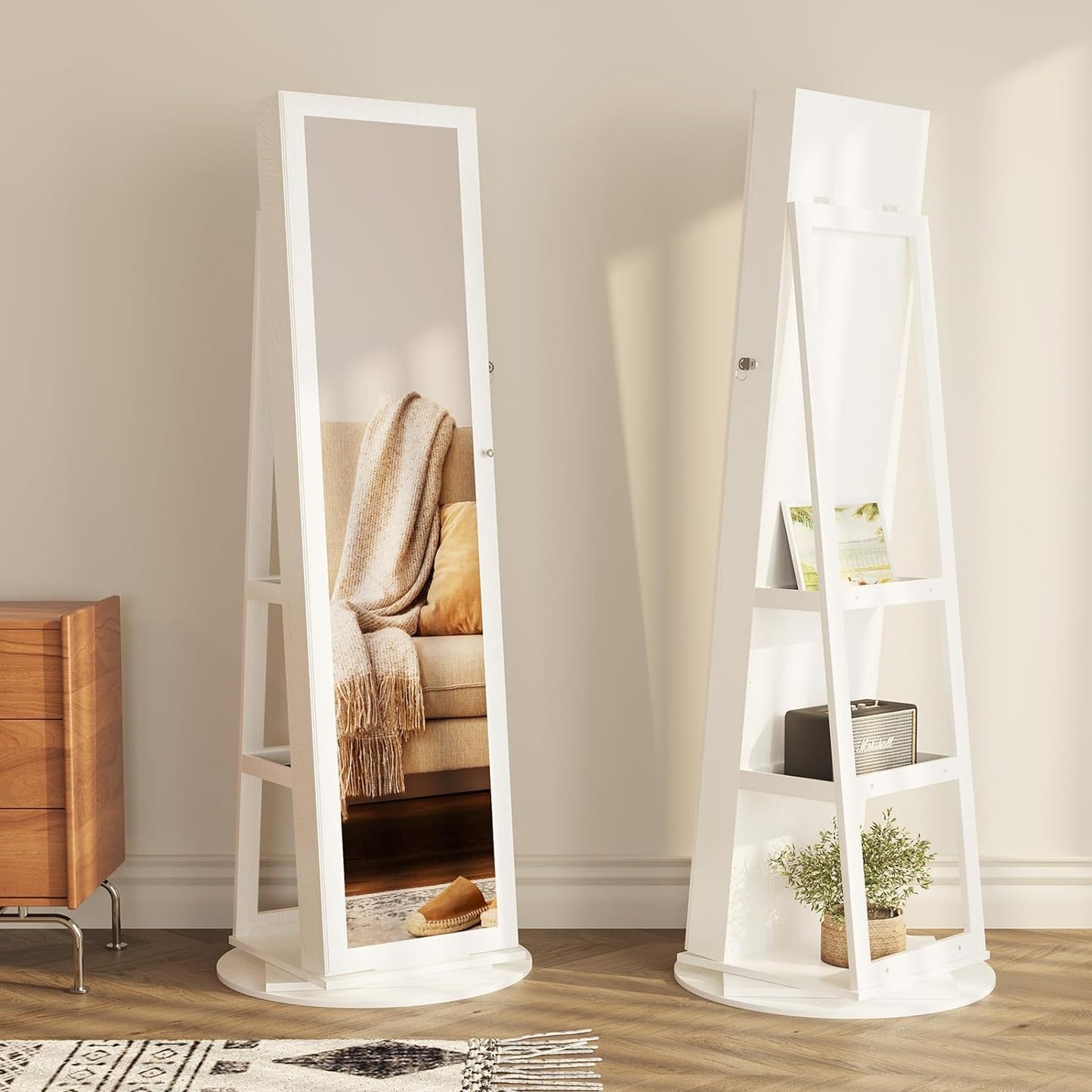 360° Swivel Lockable Jewelry Armoire Mirror