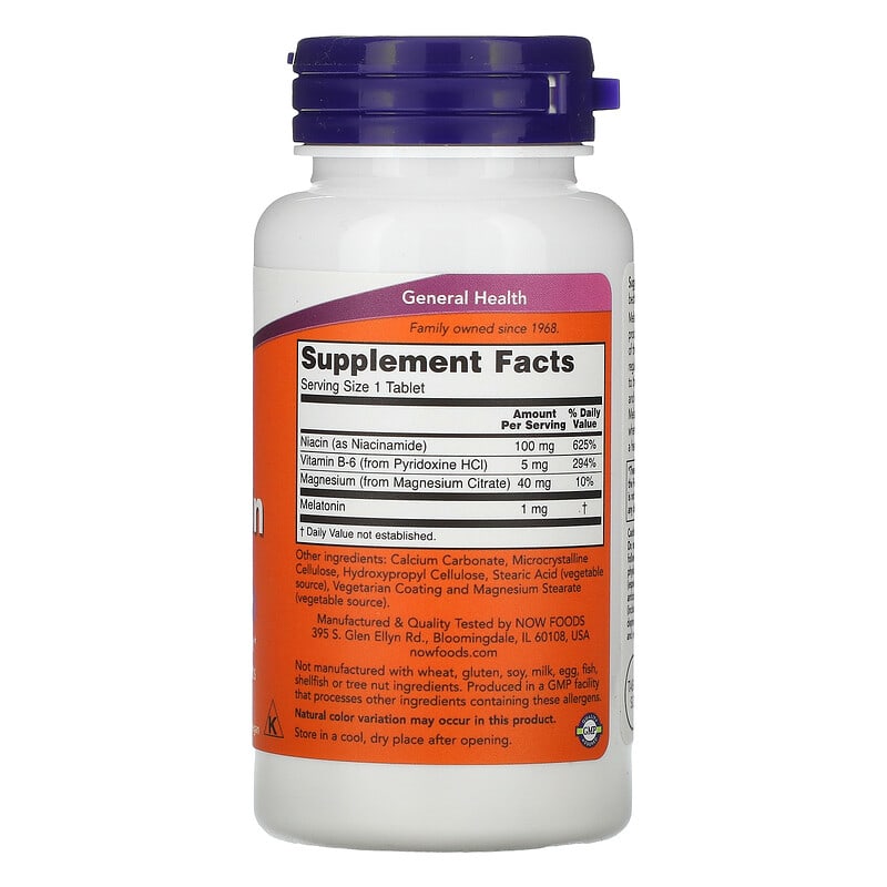 NOW Foods, Melatonin, 1 mg, 100 Tablets - Medaid International