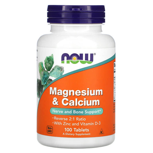 NOW Foods, Magnesium & Calcium, 100 Tablets - Medaid International