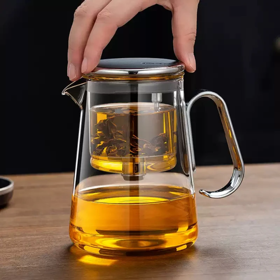 Luxury Large Glass Tea cup pot with One-Click Filter - Medaid International