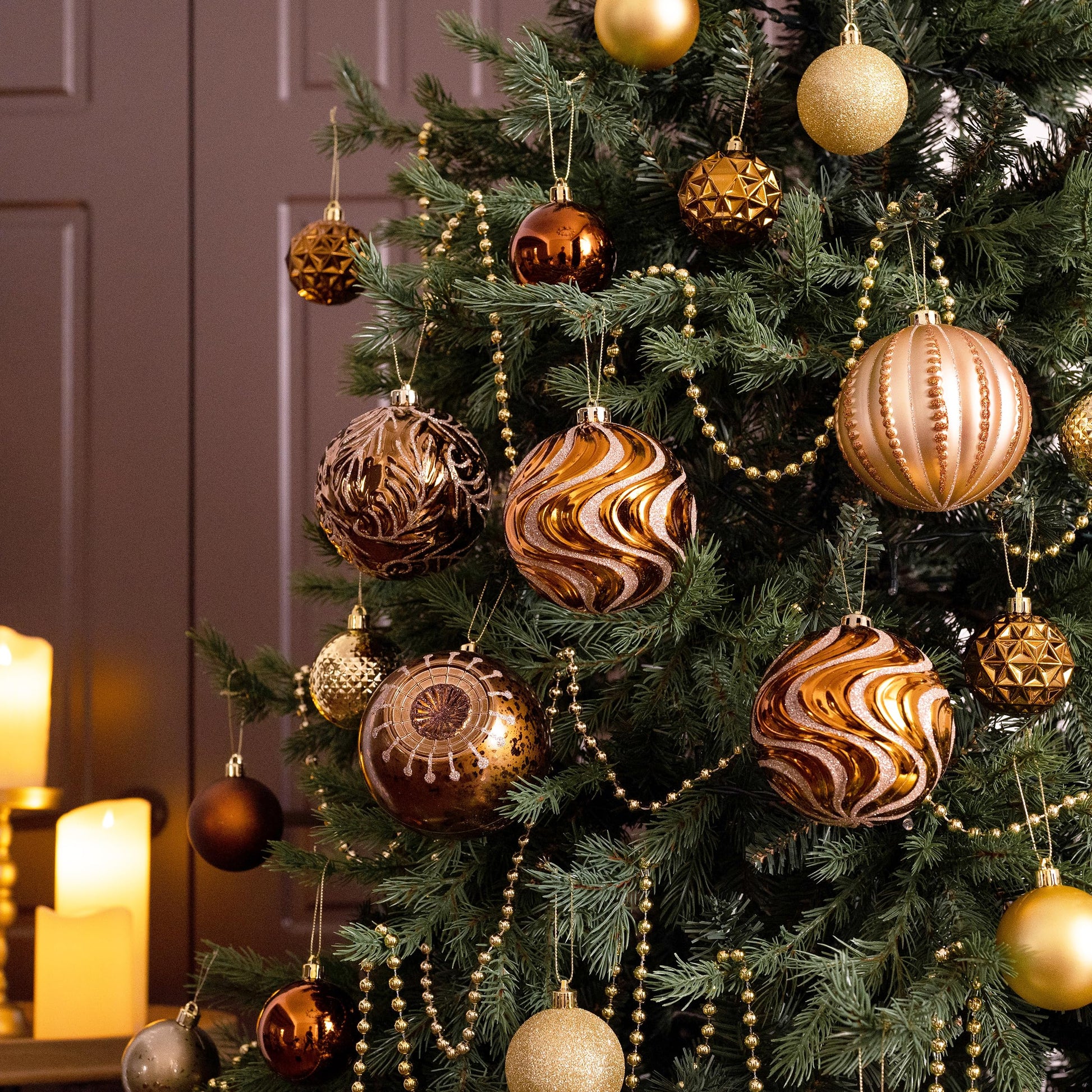 Valery Madelyn Christmas Ball Ornaments for Fall Decor, 9ct Bronze Copper Gold Shatterproof Christmas Tree Decorations Set, 3.94 Inches Luxury Brown Hanging Ornaments for Thanksgiving Autumn Harvest - Medaid International