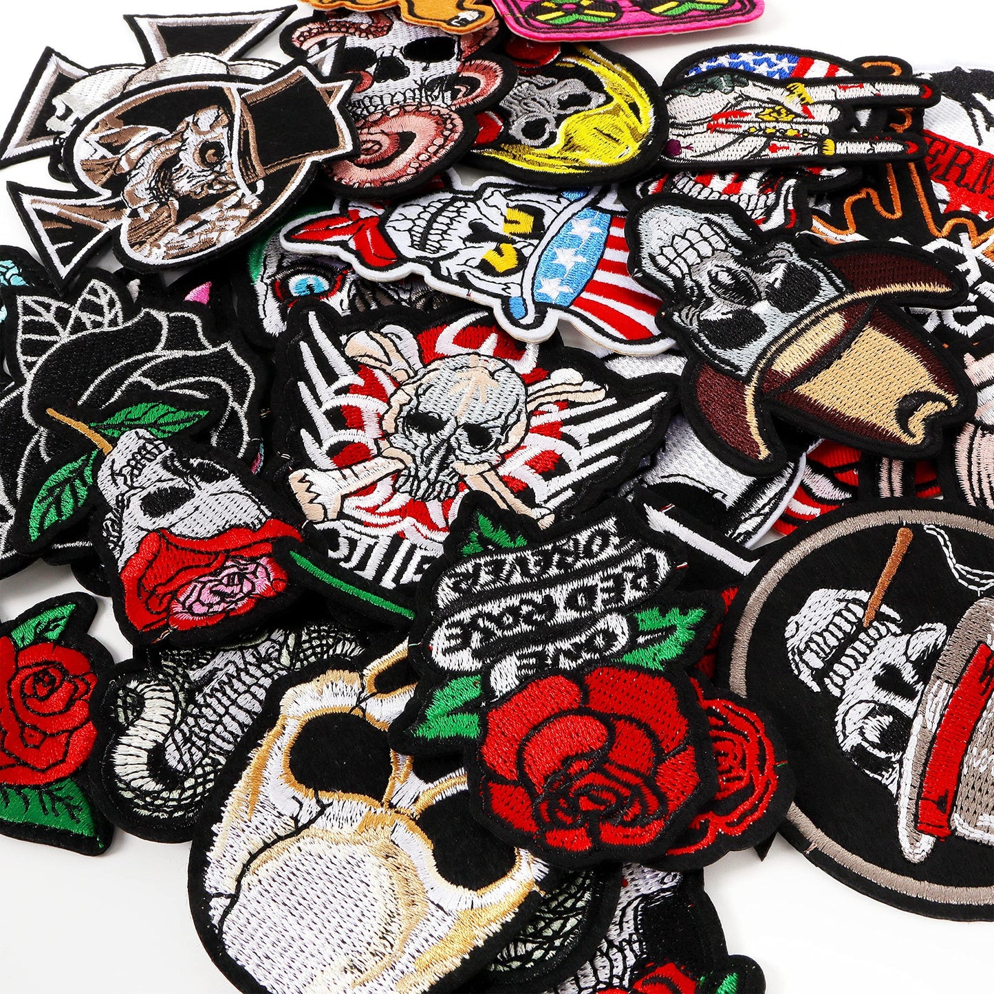 Meneng Embroidered Patches Iron-on Appliques: 30pcs Assorted Cool Punk Embroidery Sew-on Patch for Jackets Clothing - Medaid International