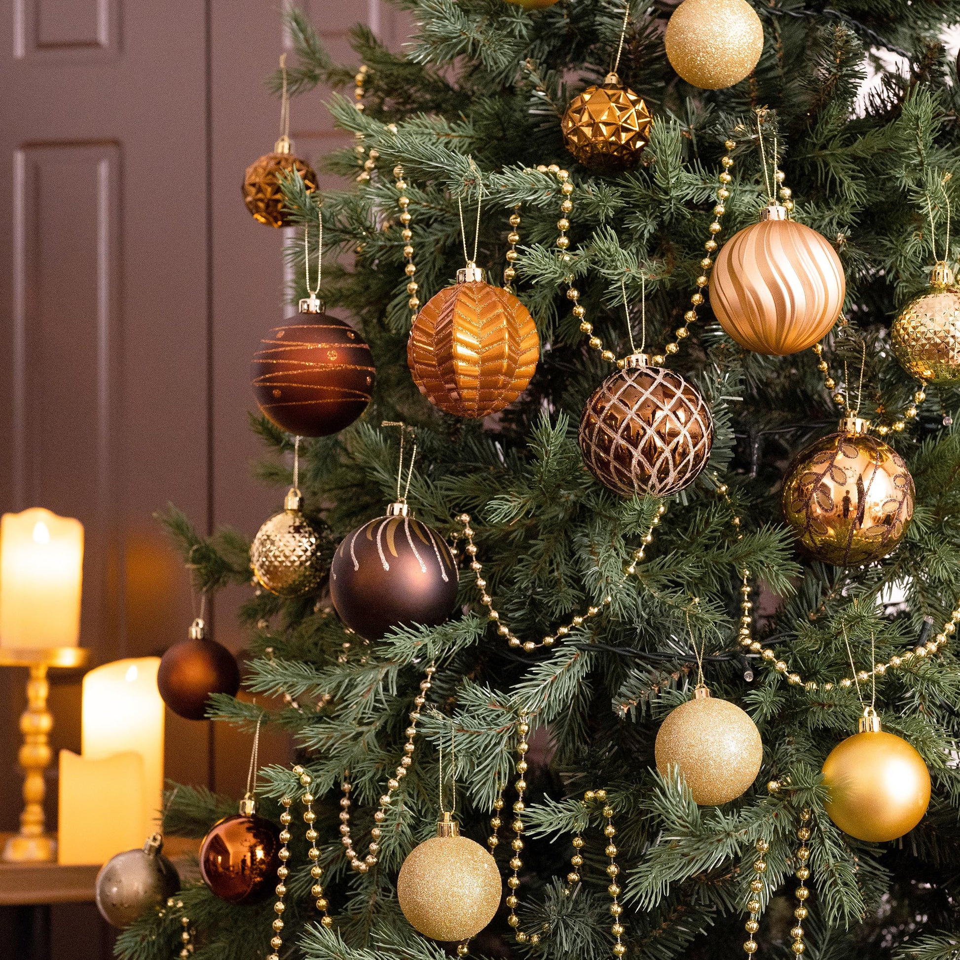 Valery Madelyn Christmas Ornaments Set, 16ct Bronze Copper and Gold Shatterproof Christmas Tree Decorations Ball Ornaments Bulk, 3.15 Inches Elegant Hanging Ornaments for Xmas Trees Decor - Medaid International