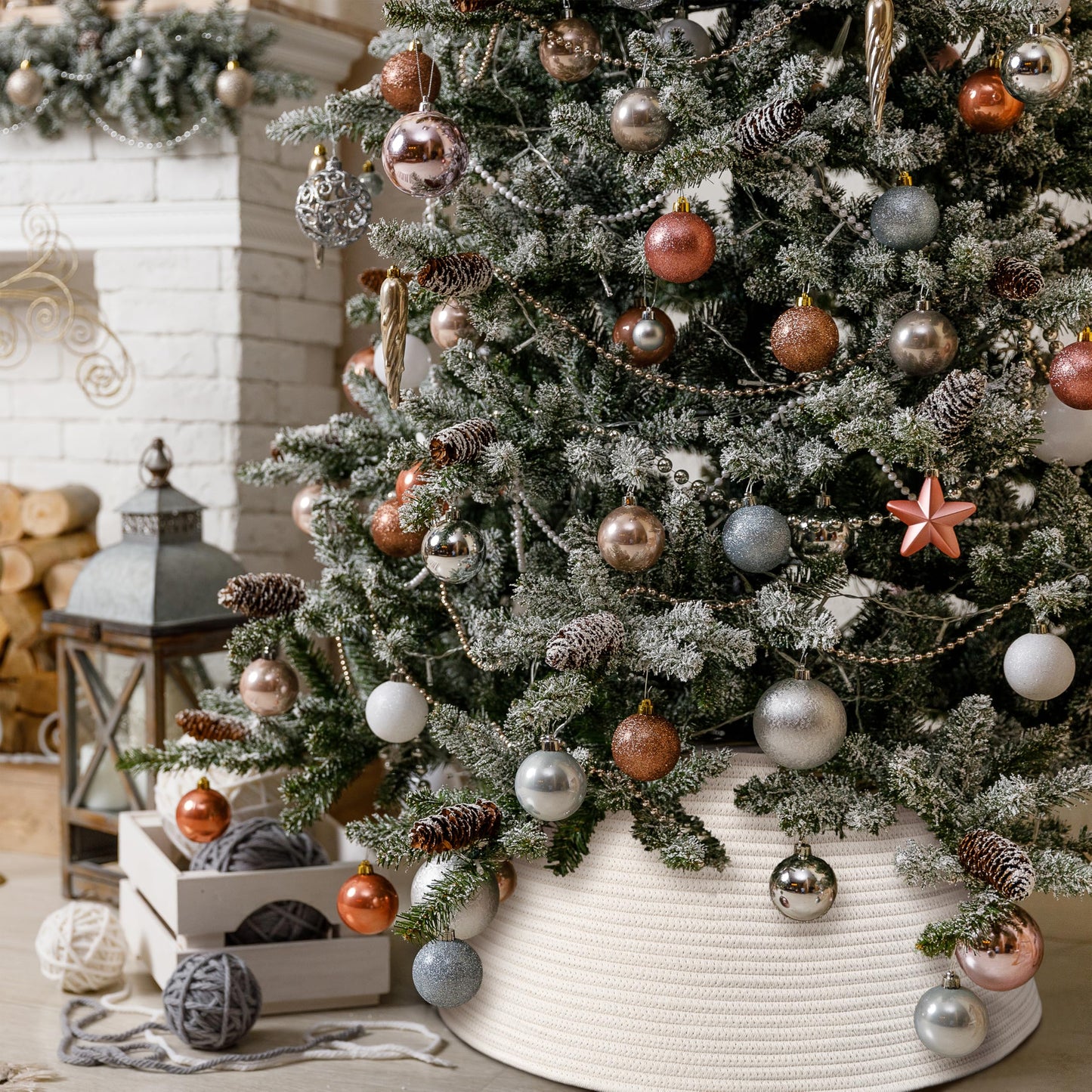 Beautiful Christmas Tree Collar - Modern 28" Cotton Rope Tree Ring - Easy to Set Up Christmas Skirt Enhances Your Holiday Home Decor - Medaid International