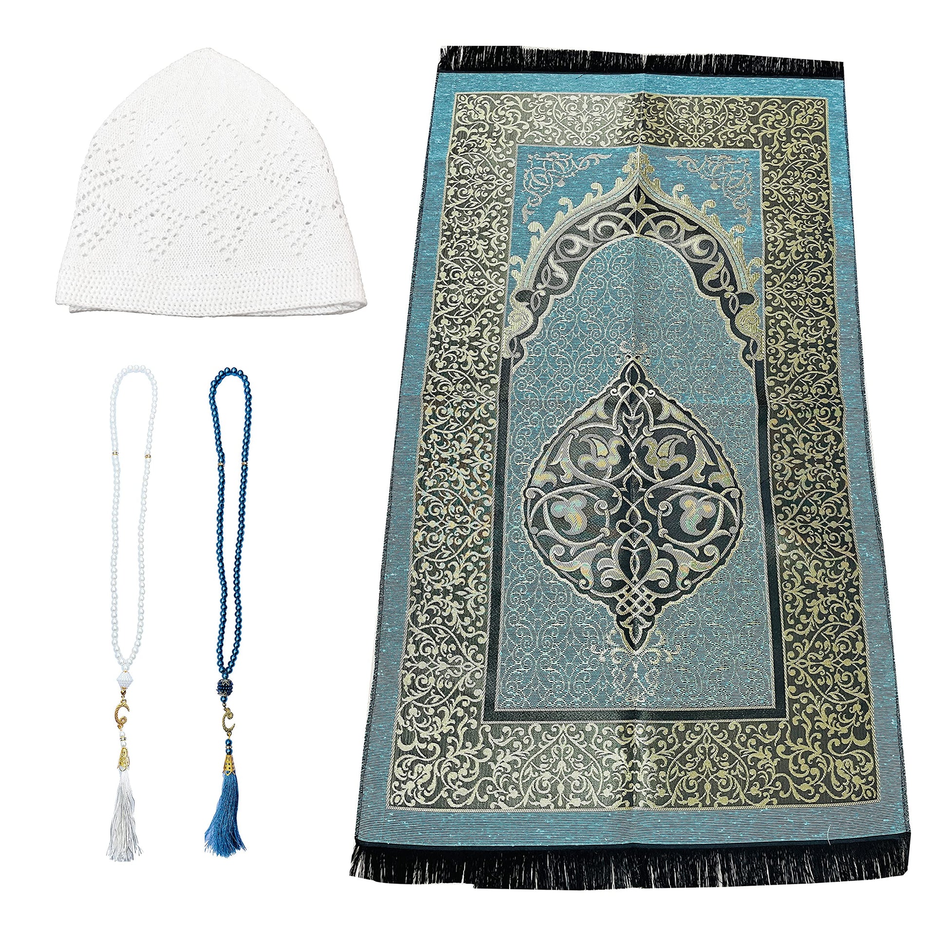 AVANOS Muslim Prayer Rug - Islamic Mat for Muslim Prayers - Great Ramadan Gifts for Muslim Men and Women - Portable Prayer Mat Rug - Special Design Turkish Pocket Praying Rug - Easy to Carry (Blue) - Medaid International