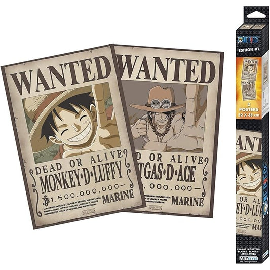 ONE PIECE - Set 2 Chibi Posters - Wanted Luffy & Ace (52x35) - Medaid International