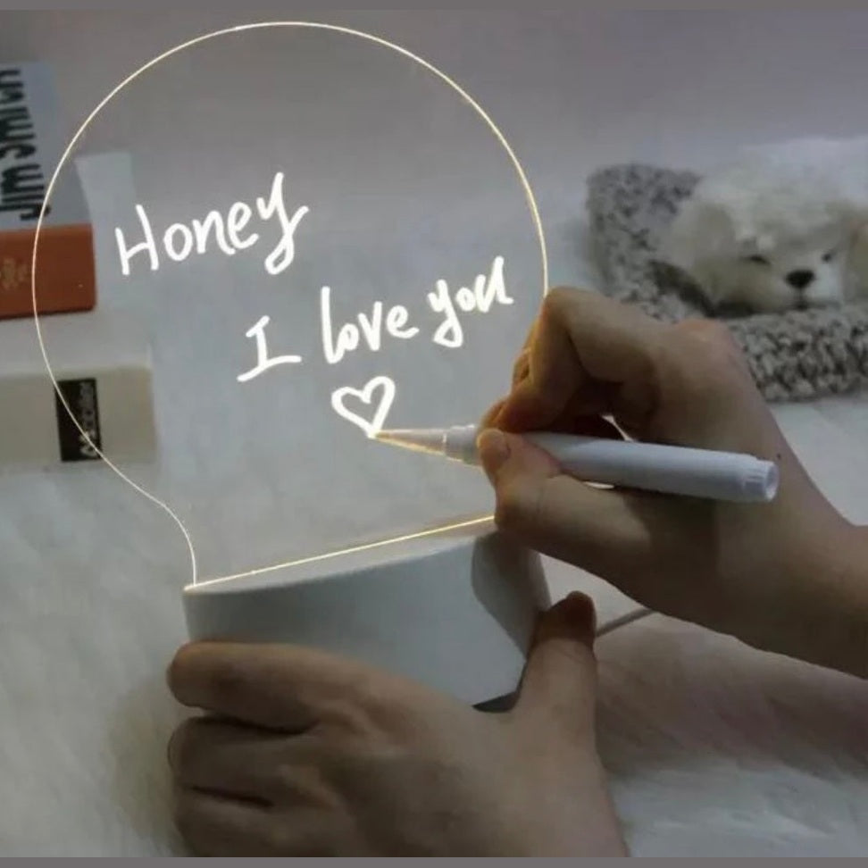 Erasable Writing Board Creative DIY RGB LED Memo Message Luminous Note Acrylic Writing Board Light - Medaid International