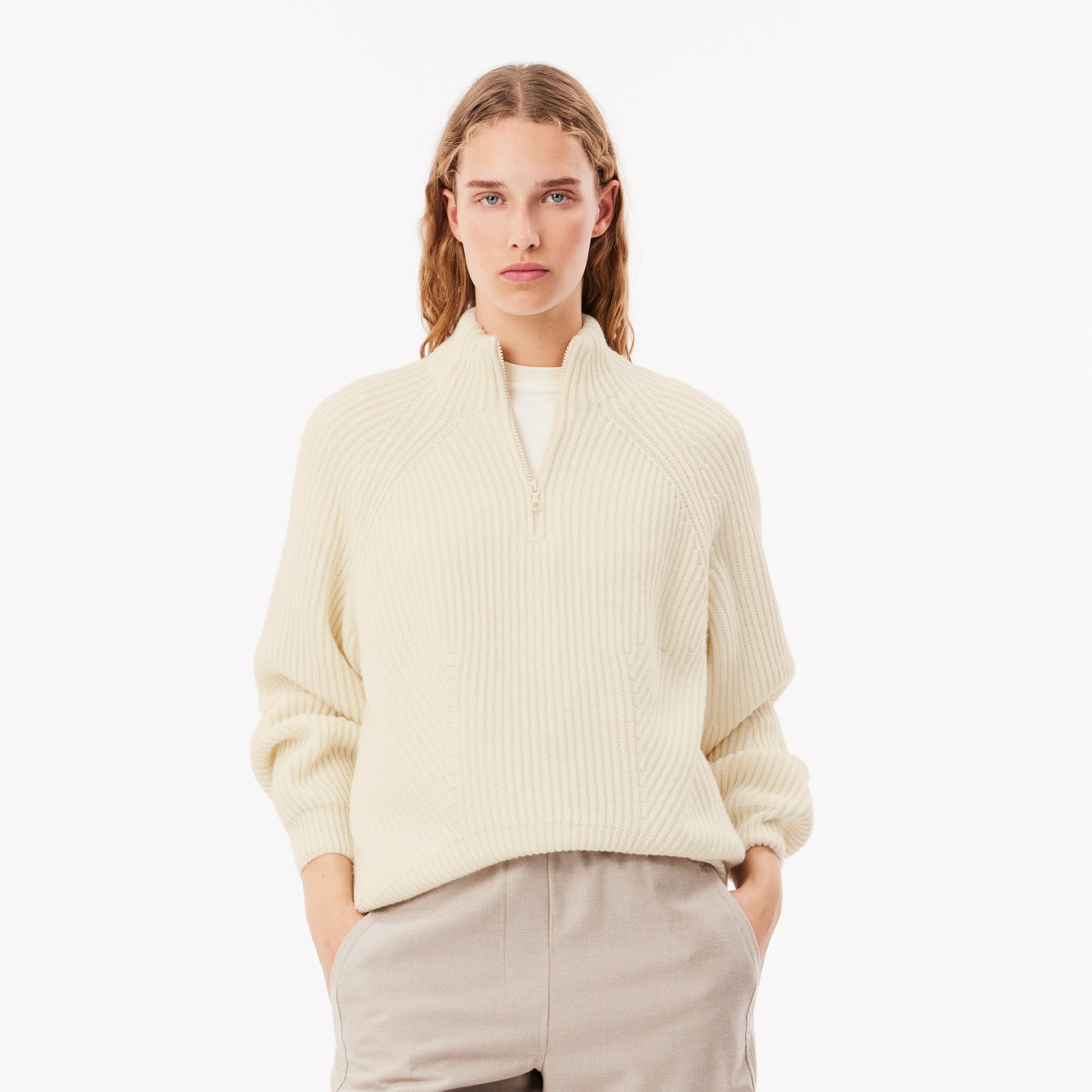 buy-zip-neck-pearl-rib-wool-sweater-af2528-70v-lebanon - Medaid