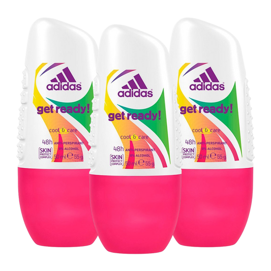 Adidas Get Ready Cool & Care 48H Anti-Perspirant Roll-On Deodorant For Her - Pack Of 3 - Medaid