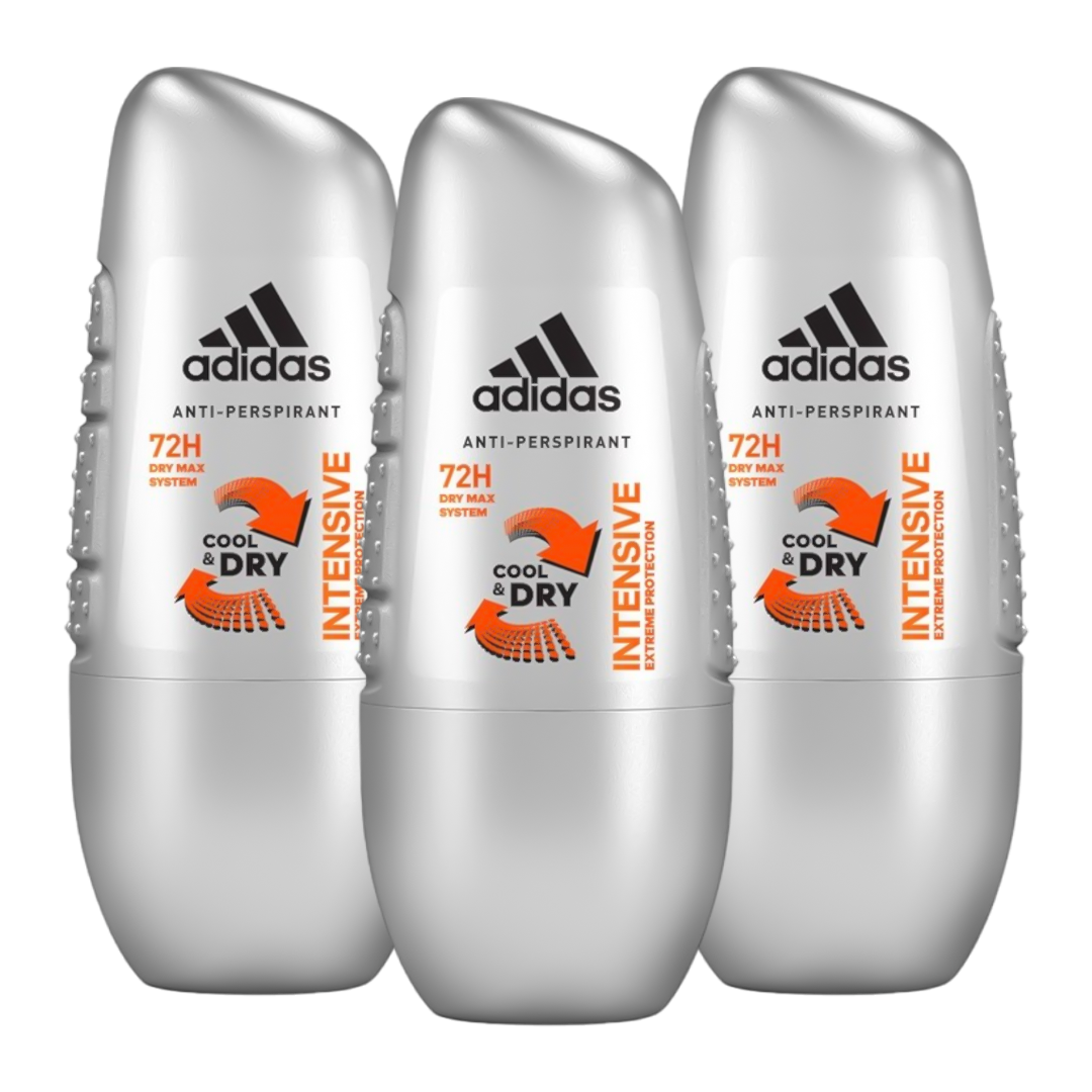 Adidas Intensive Cool & Dry 72H Anti-Perspirant Roll-On Deodorant For Him - Pack Of 3 - Medaid