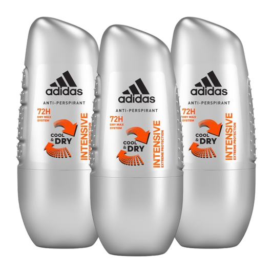 Adidas Intensive Cool & Dry 72H Anti-Perspirant Roll-On Deodorant For Him - Pack Of 3 - Medaid